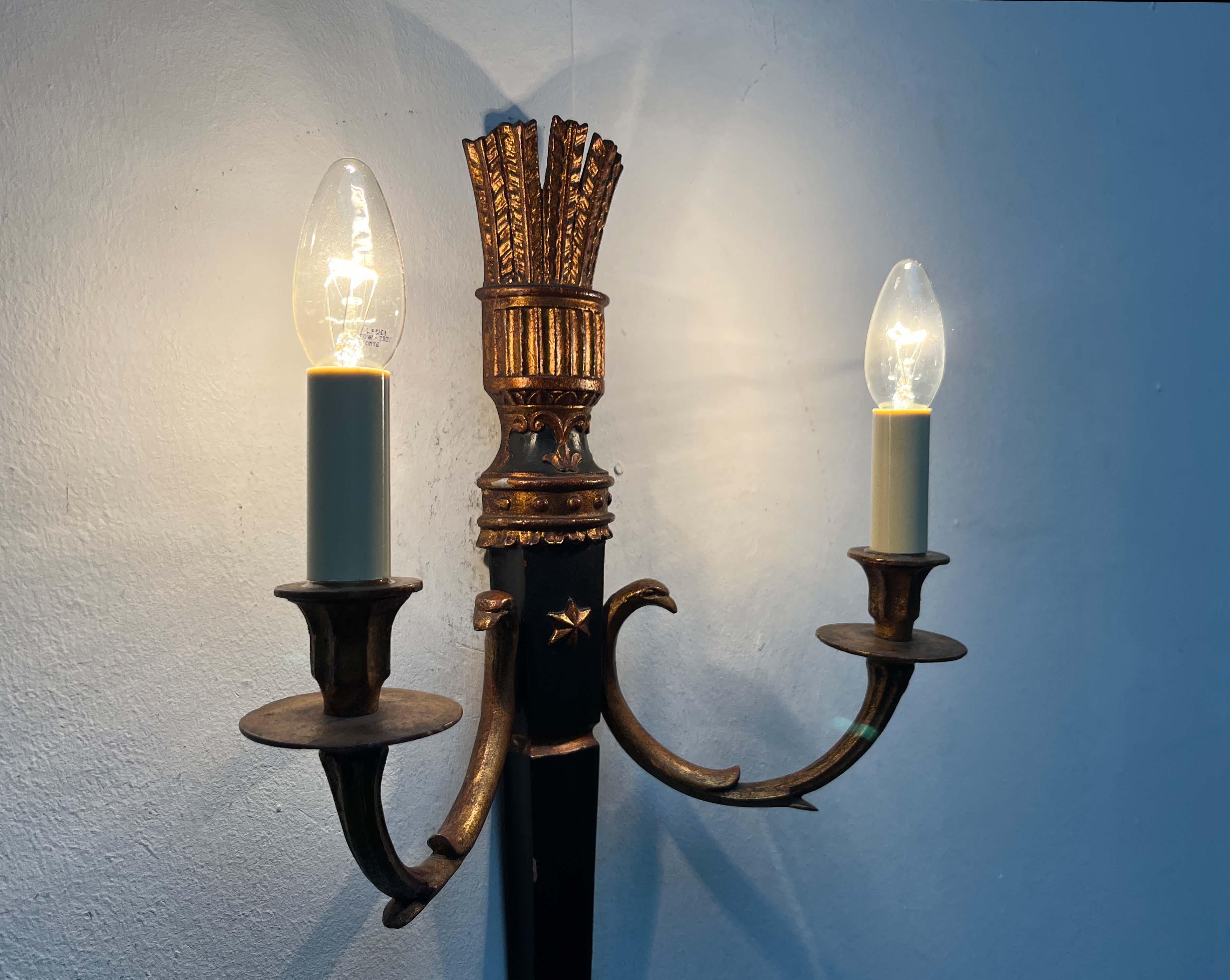Set di 4 lampade neoclassiche italiane di metà secolo da Palladio in vendita 5