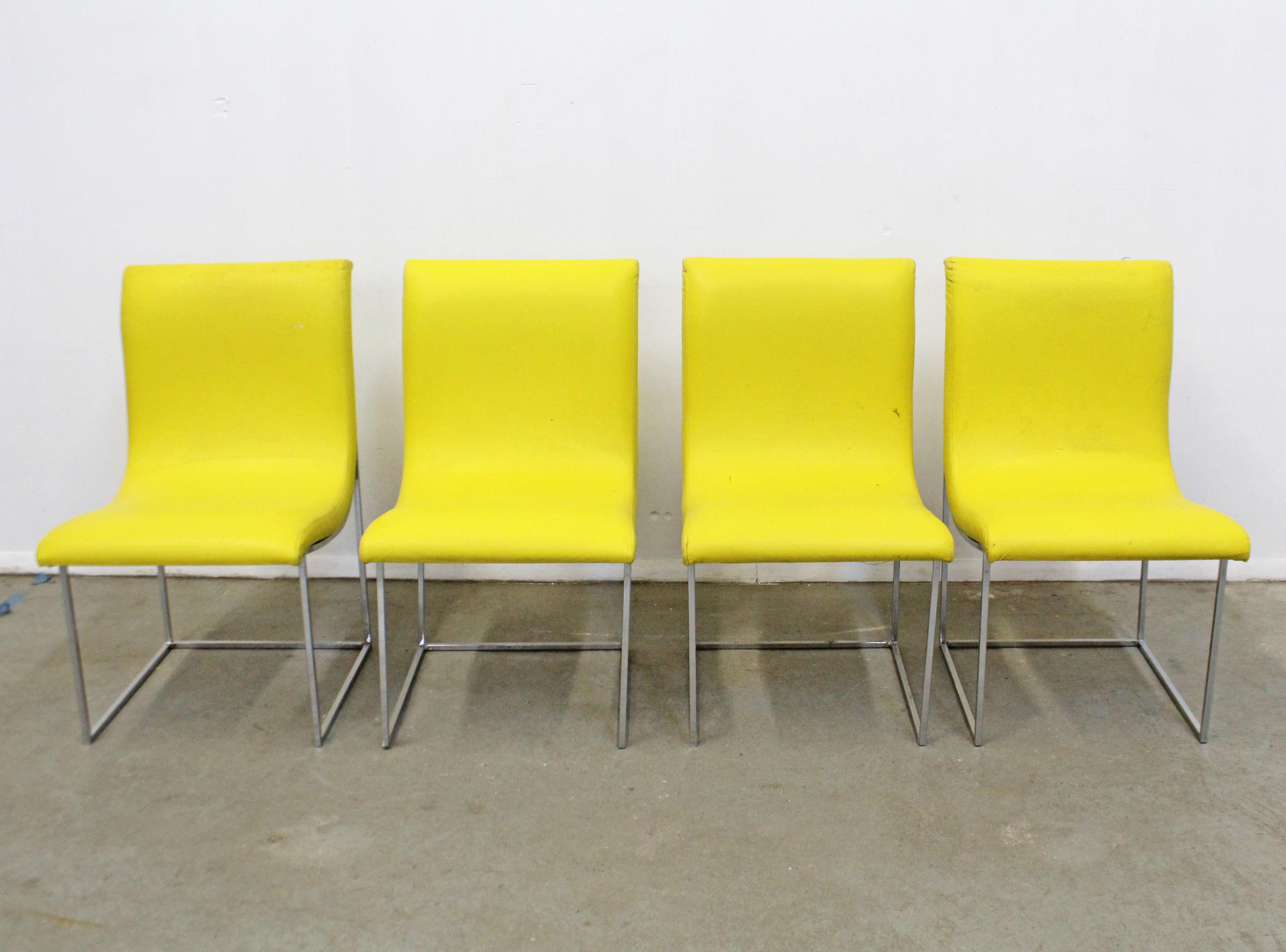 Mid-Century Modern Ensemble de 4 chaises de salle à manger chromées mi-siècle moderne de Milo Baughman pour Thayer Coggin en vente