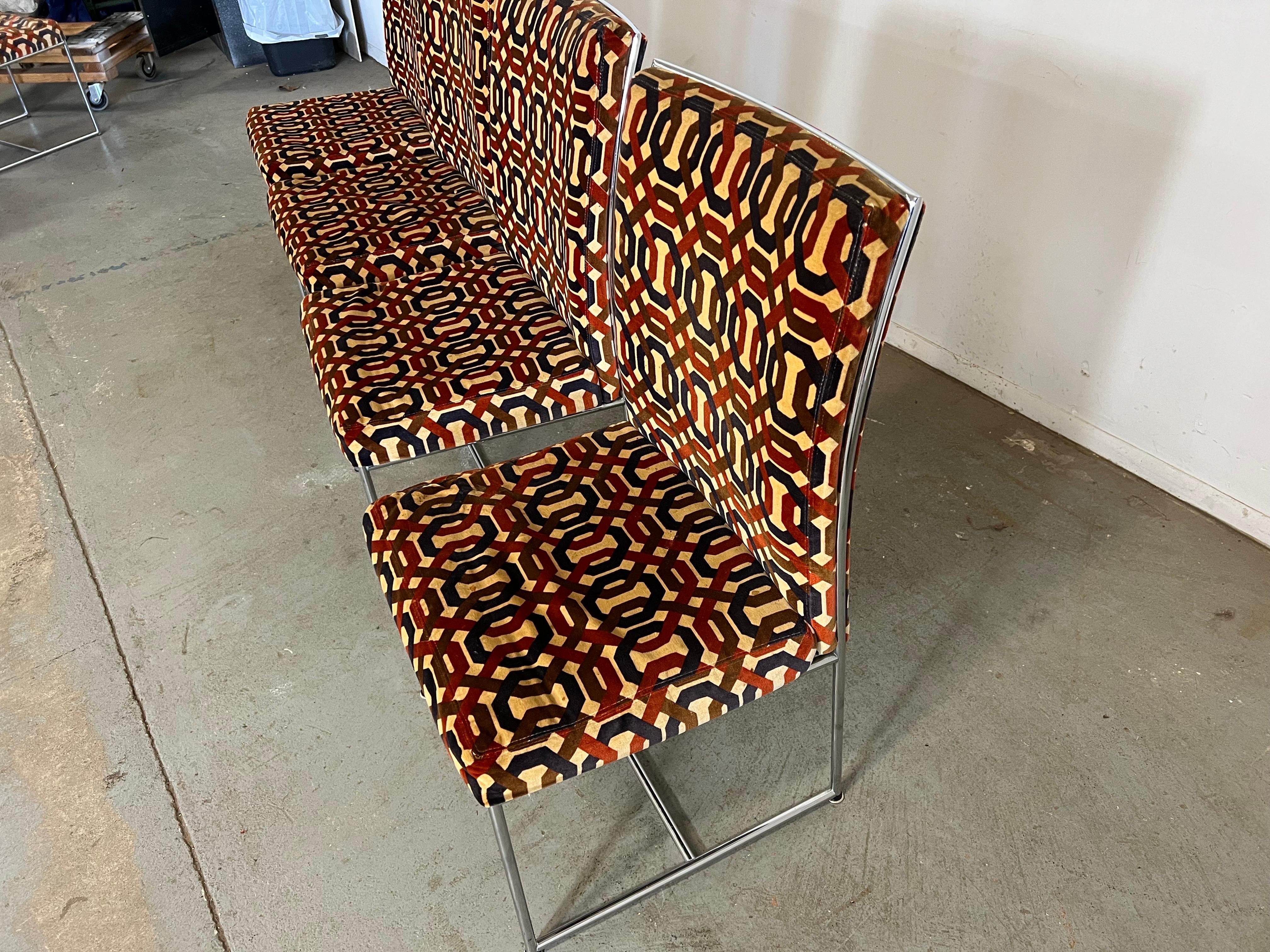 Set of 4 Mid-Century Modern Milo Baughman for Thayer Coggin Chrome Dining Chairs In Good Condition For Sale In Wilmington, DE
