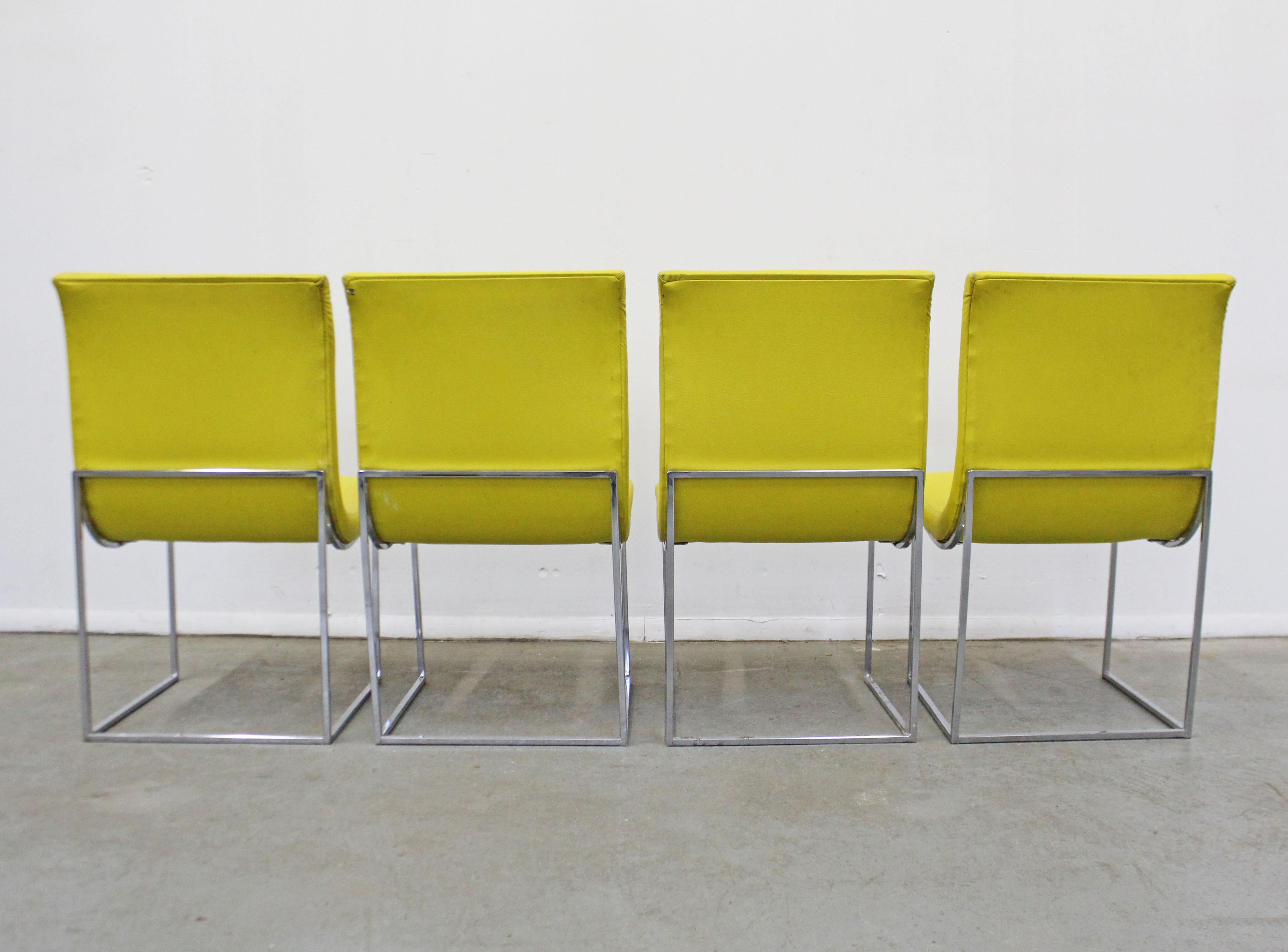 Ensemble de 4 chaises de salle à manger chromées mi-siècle moderne de Milo Baughman pour Thayer Coggin Bon état - En vente à Wilmington, DE