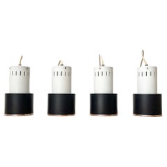 Set of 4 Mid-Century Modern Minimalist Pendant Lamps, Louis Kalff, Philips 1950s