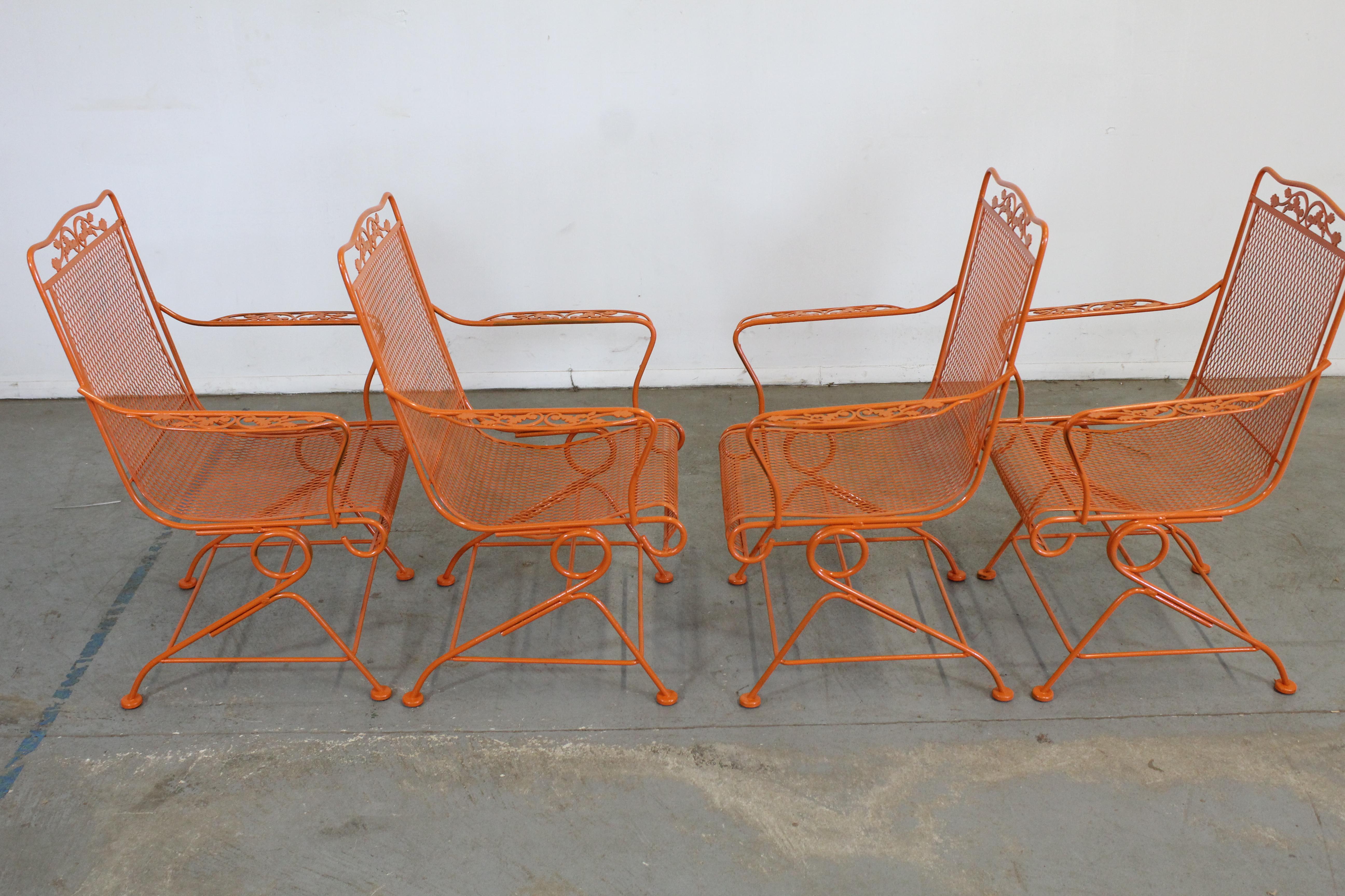 Set of 4 Mid-Century Outdoor Woodard Iron Springer Chairs 8