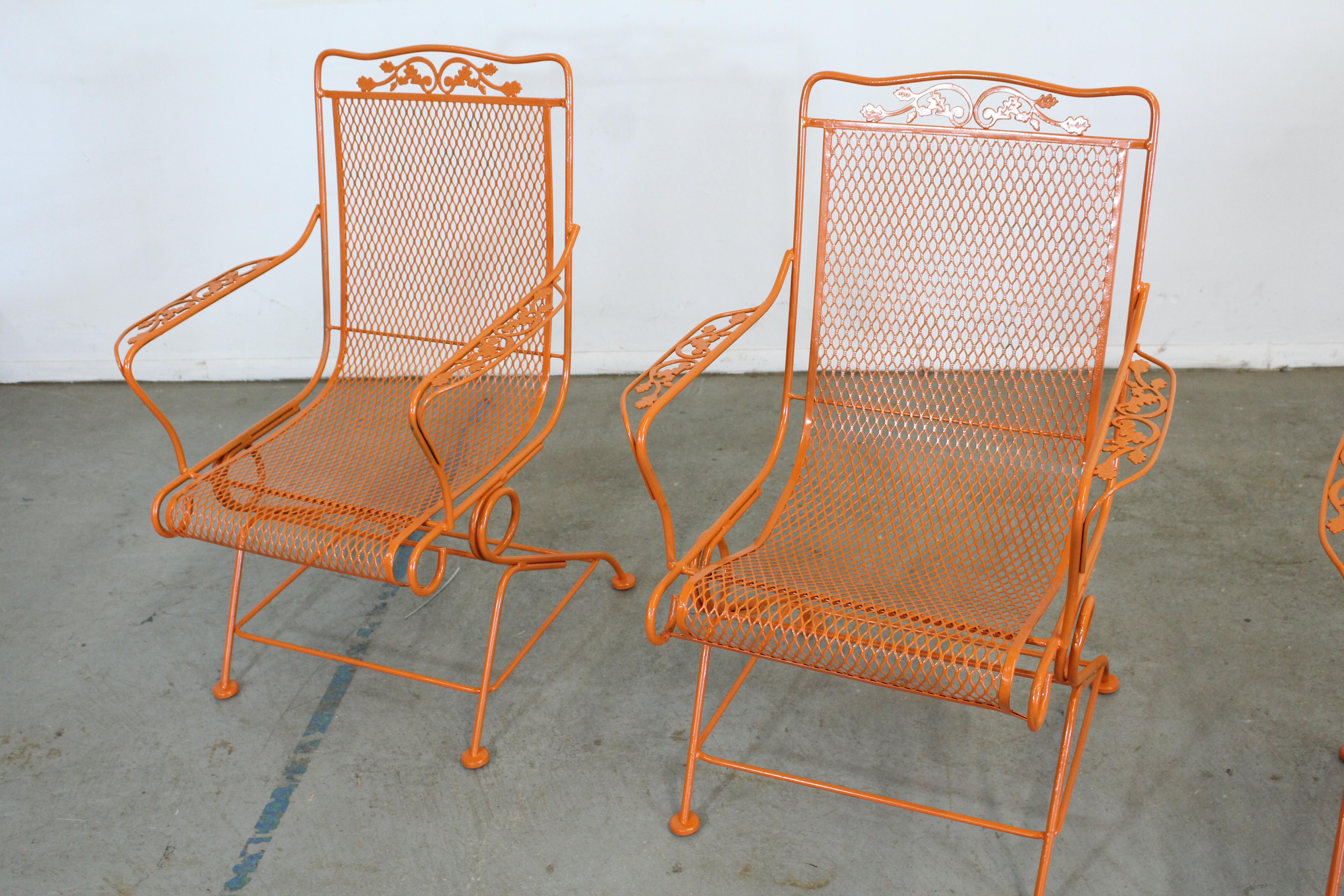 Mid-Century Modern Set of 4 Mid-Century Outdoor Woodard Iron Springer Chairs
