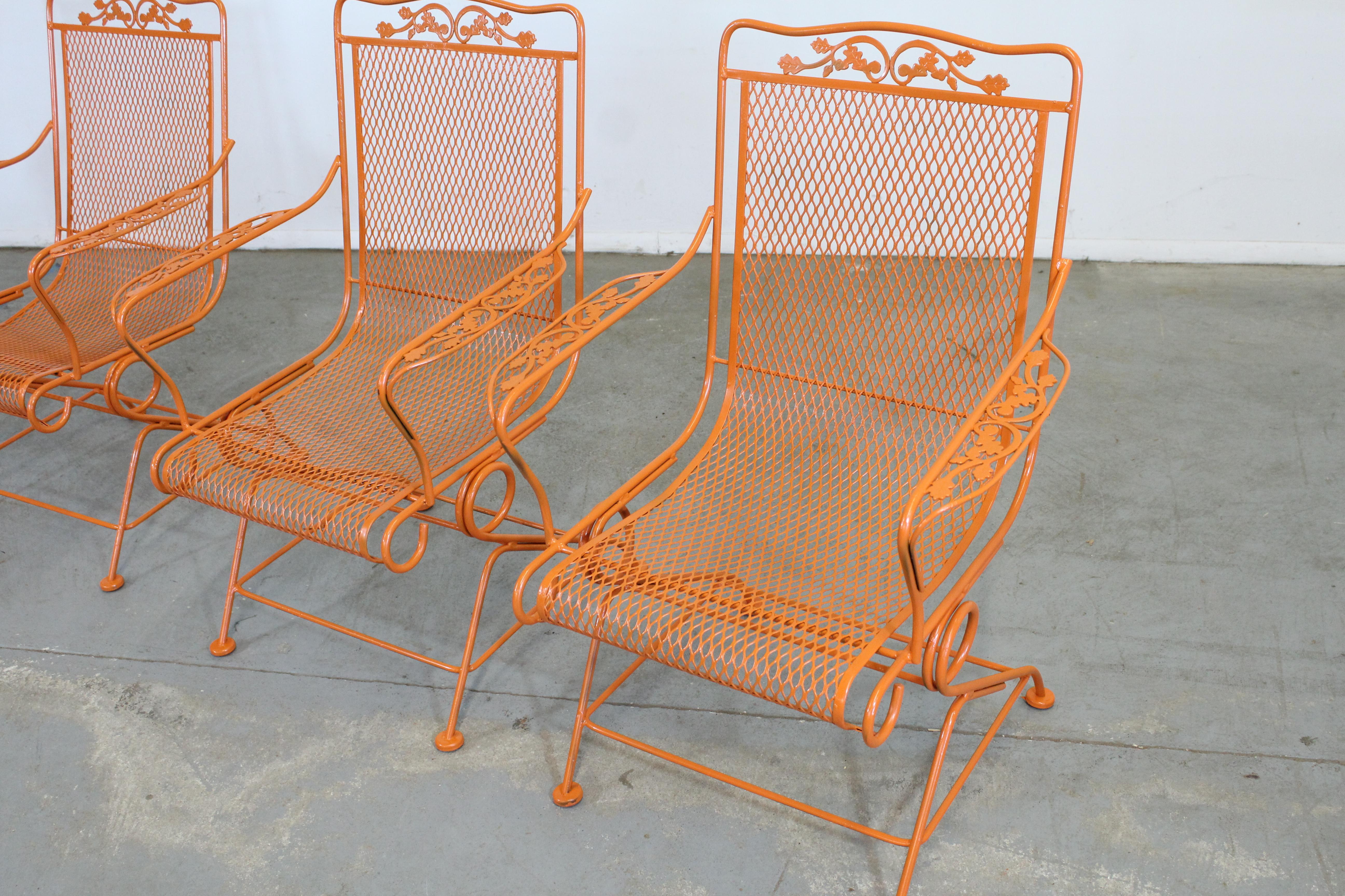 American Set of 4 Mid-Century Outdoor Woodard Iron Springer Chairs