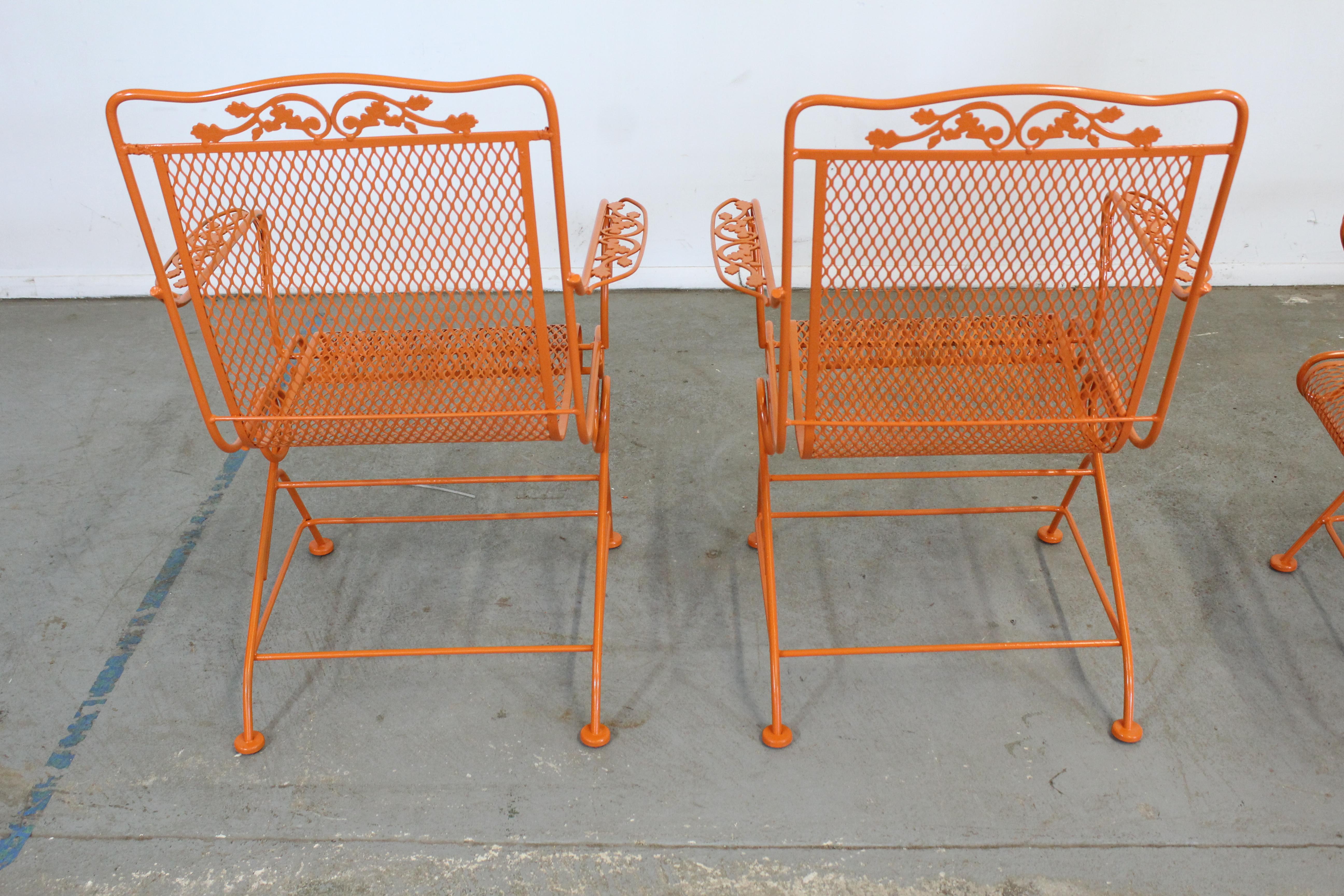 20th Century Set of 4 Mid-Century Outdoor Woodard Iron Springer Chairs