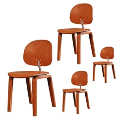 Set of 4 Mid-Century Modern Piretti Xylon Bent Plywood Dining Chairs