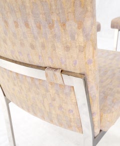 Juego de 4 Sillas de Comedor Tapizadas de Acero Inoxidable Pulido Modernas de Mitad de Siglo