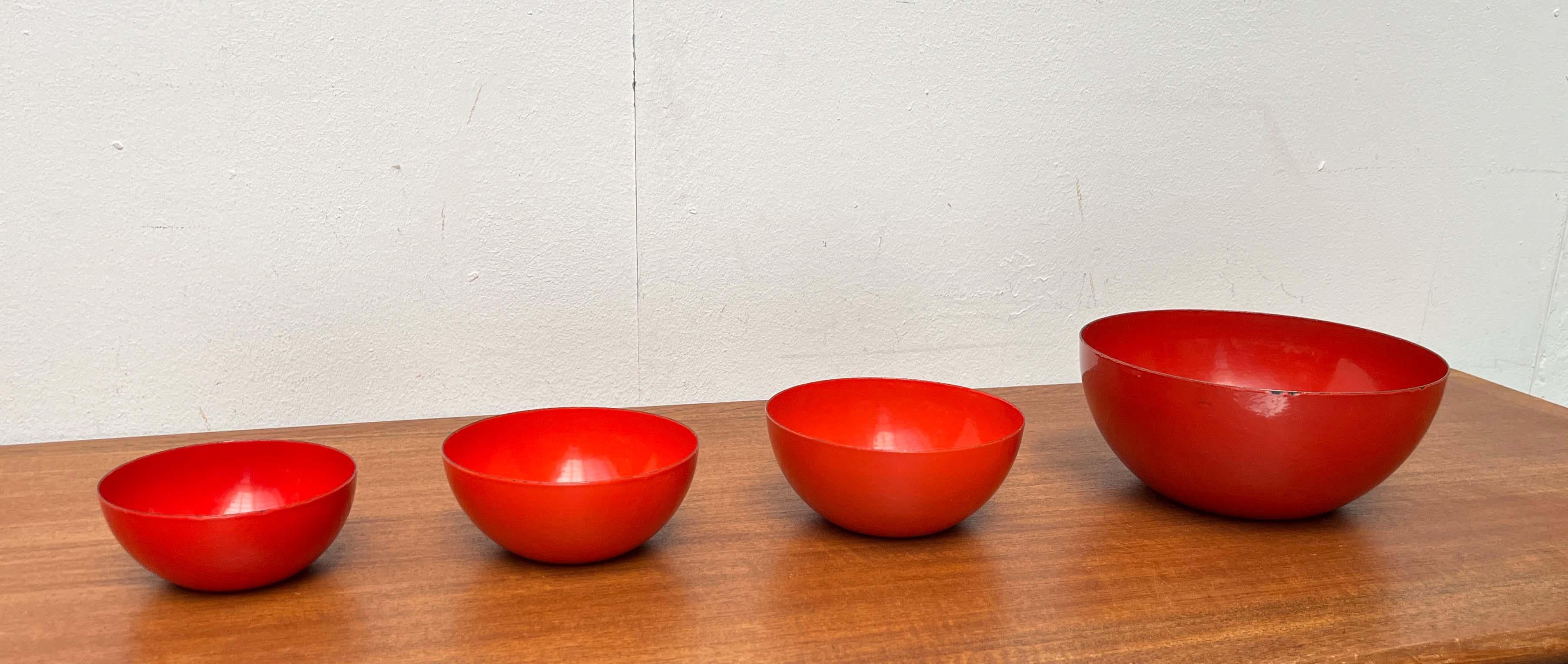 Set of 4 Mid-Century Modern Red Enamel Bowls by Kaj Franck for Finel, Finland in vendita 6