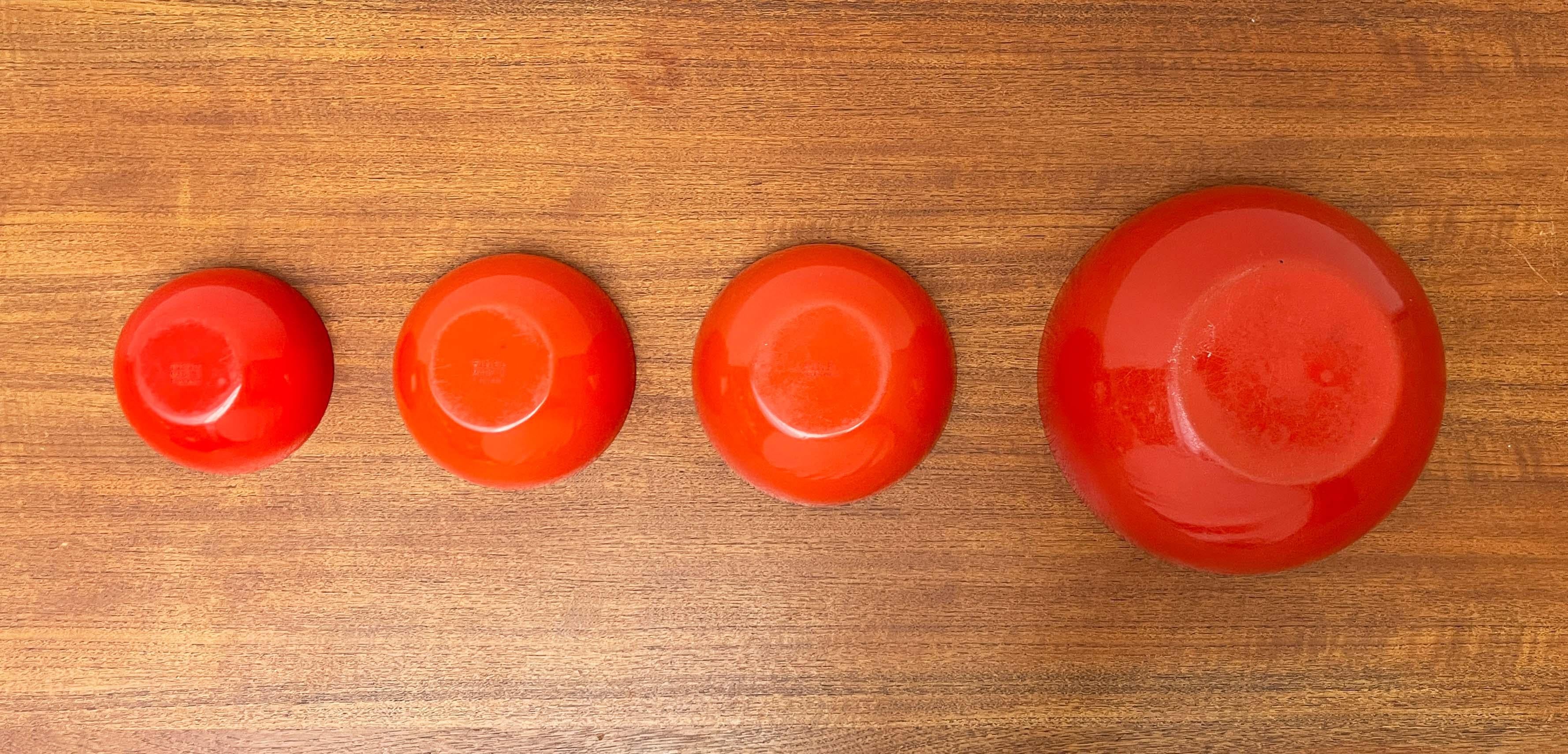 Set of 4 Mid-Century Modern Red Enamel Bowls by Kaj Franck for Finel, Finland in vendita 10