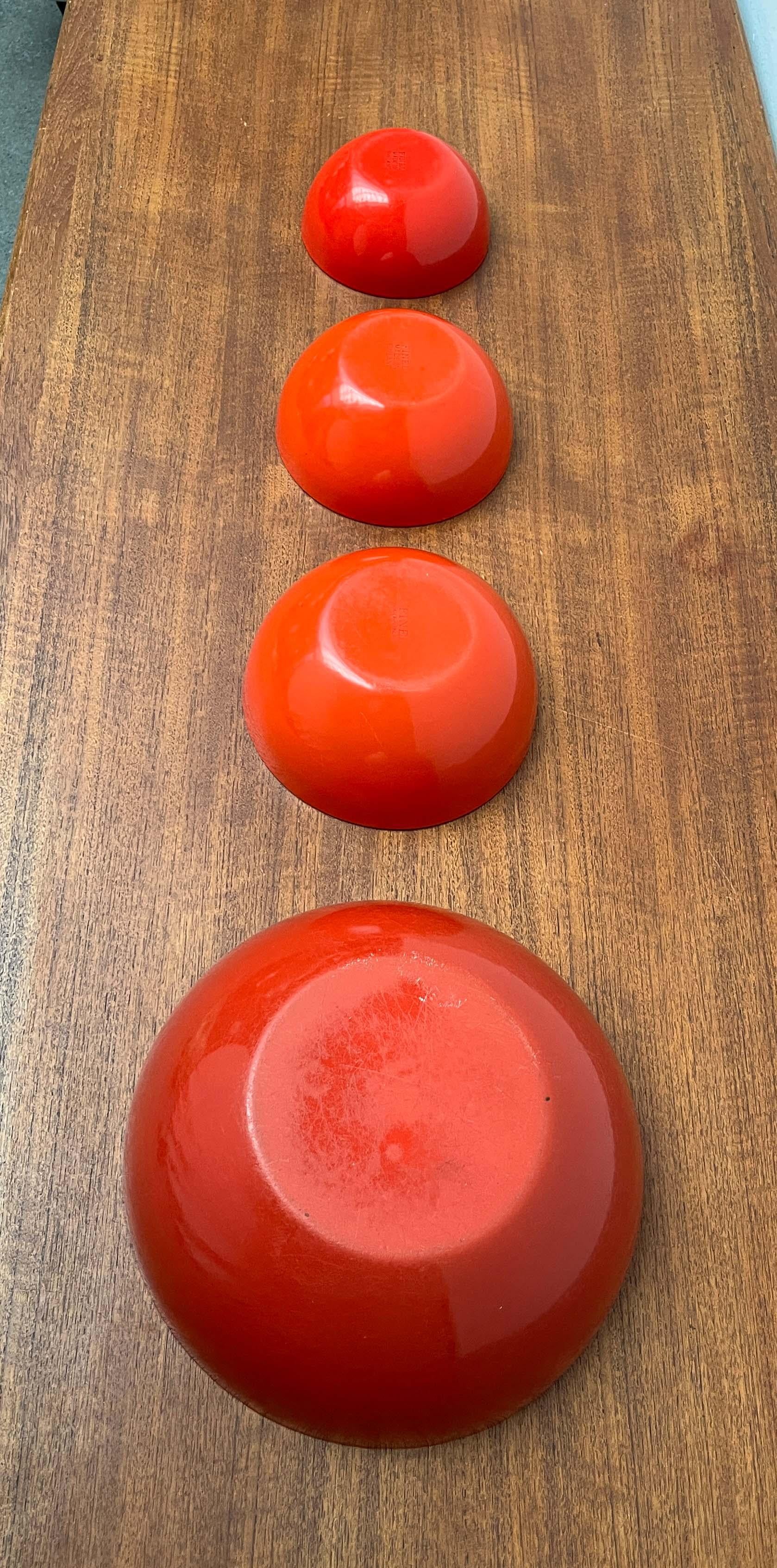 Set of 4 Mid-Century Modern Red Enamel Bowls by Kaj Franck for Finel, Finland in vendita 11