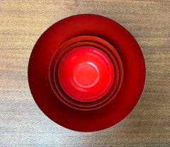 Juego de 4 cuencos esmaltados rojos modernos de mediados de siglo de Kaj Franck para Finel, Finlandia