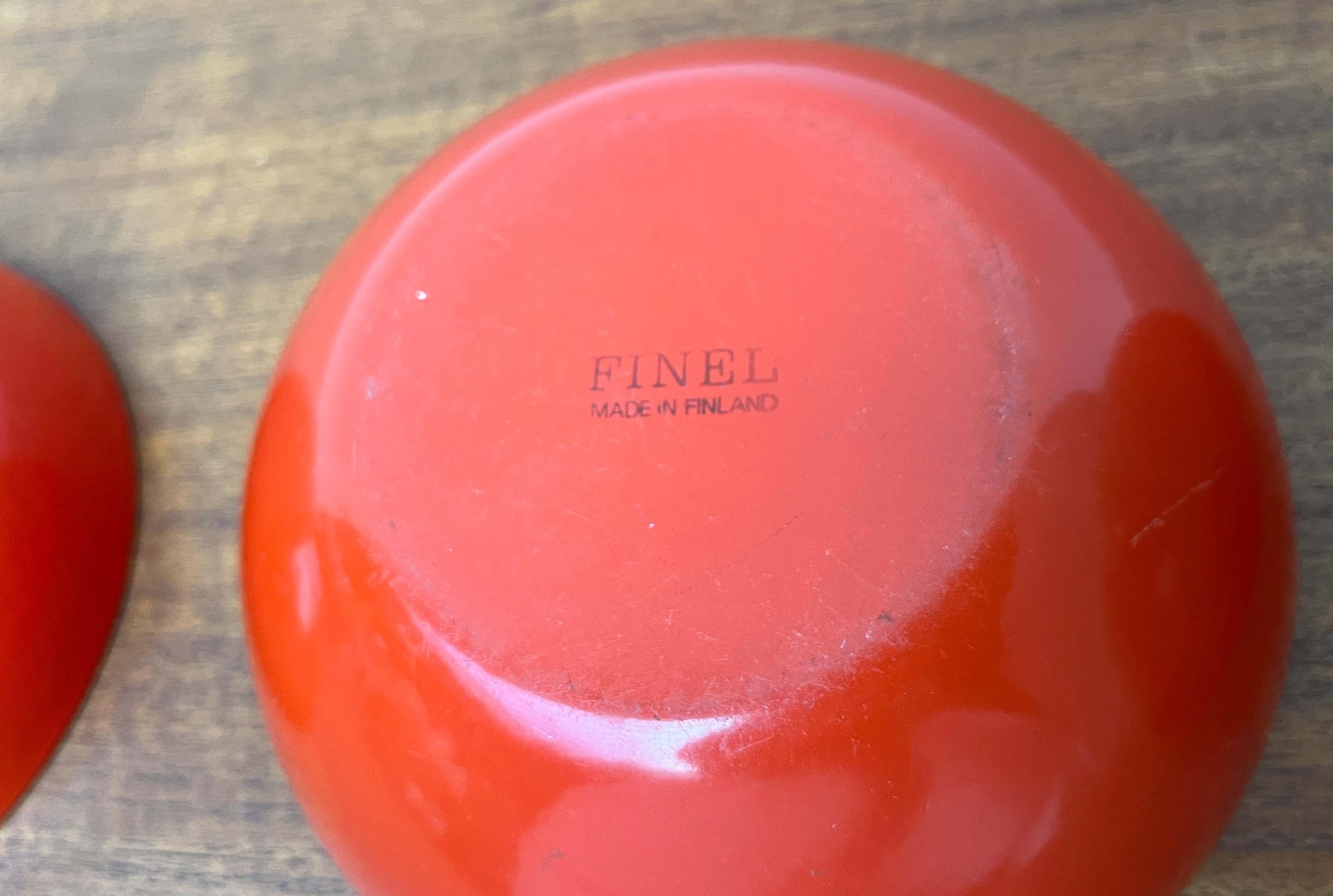 Set of 4 Mid-Century Modern Red Enamel Bowls by Kaj Franck for Finel, Finland in vendita 13