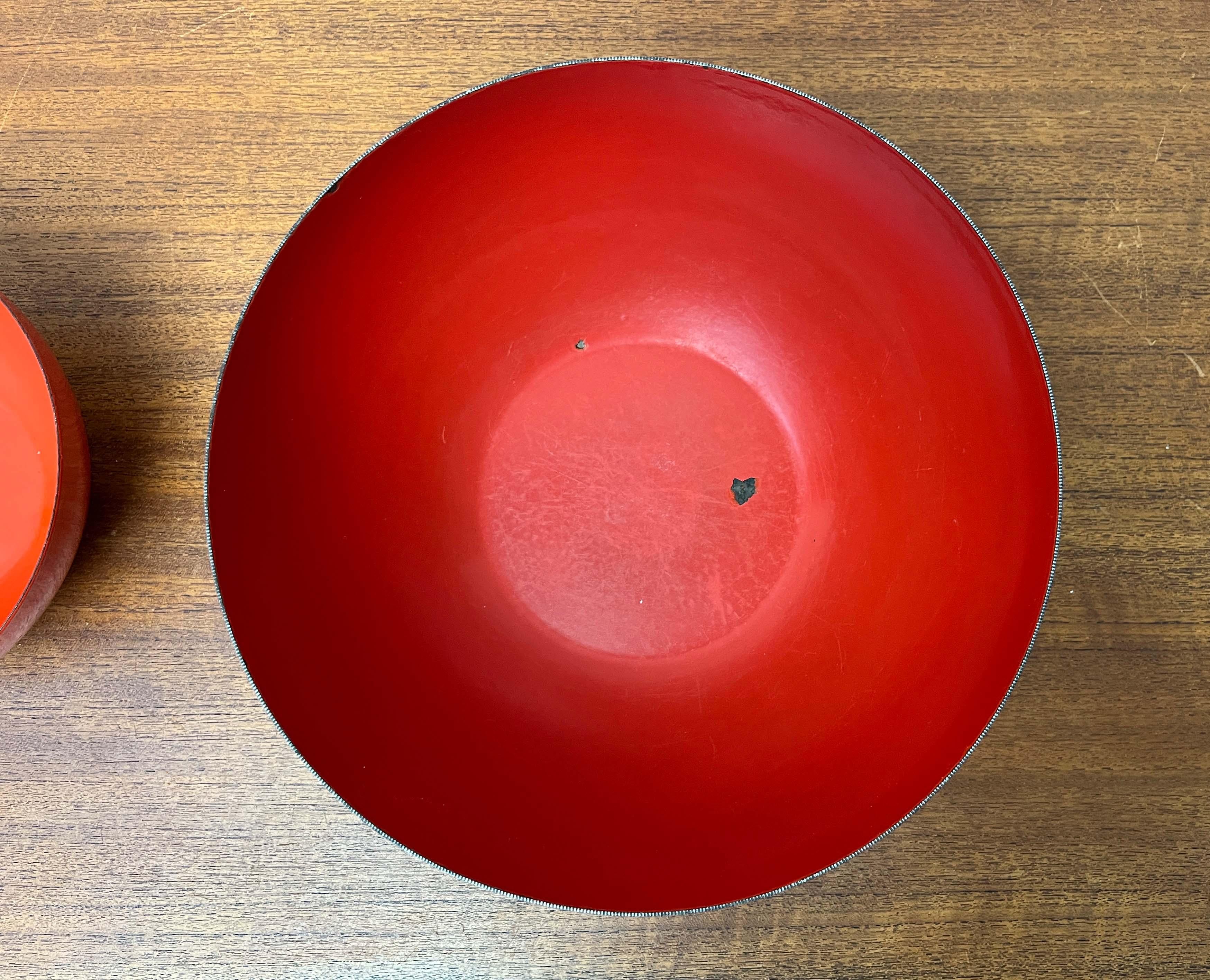Set of 4 Mid-Century Modern Red Enamel Bowls by Kaj Franck for Finel, Finland in vendita 2