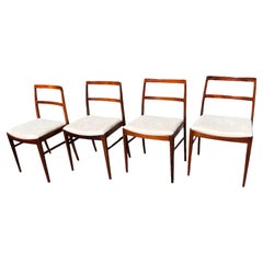 Set of 4 Mid-Century Modern Rosewood Side Chairs with Saddle Seats