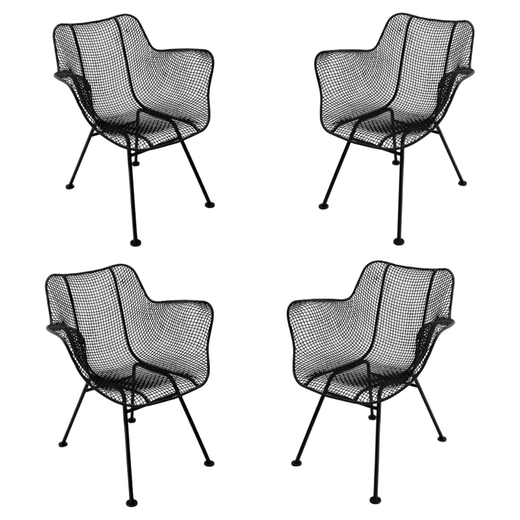 4 Mid-Century Modern Russell Woodard Sculptura Arm Dining Chairs Outdoor Indoor For Sale