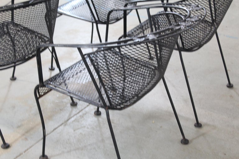 Late 20th Century Set of 4 Mid-Century Modern Salterini Curve Back Outdoor Arm Chairs For Sale