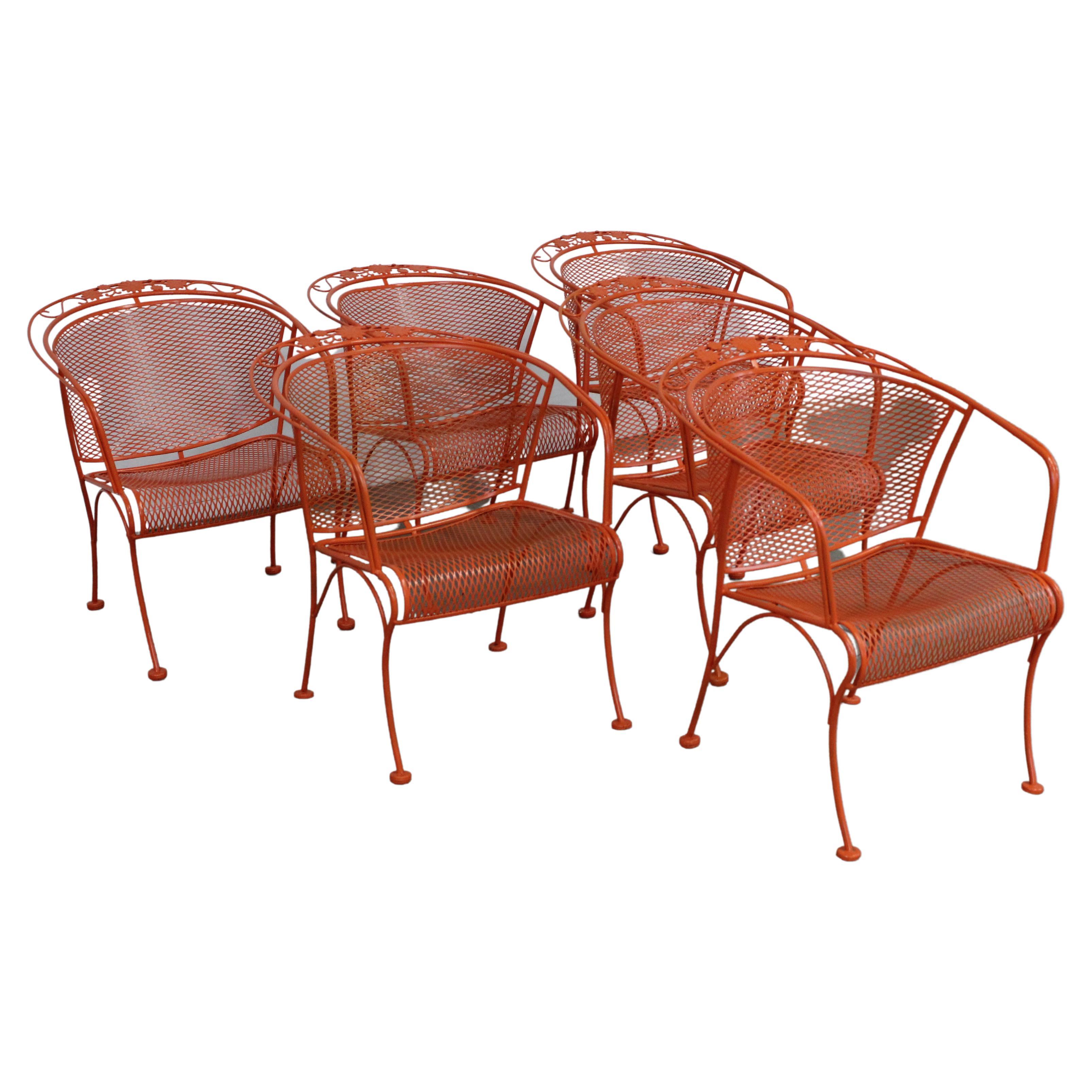 Set of 6 Mid-Century Modern Salterini Curve Back Outdoor Arm Chairs