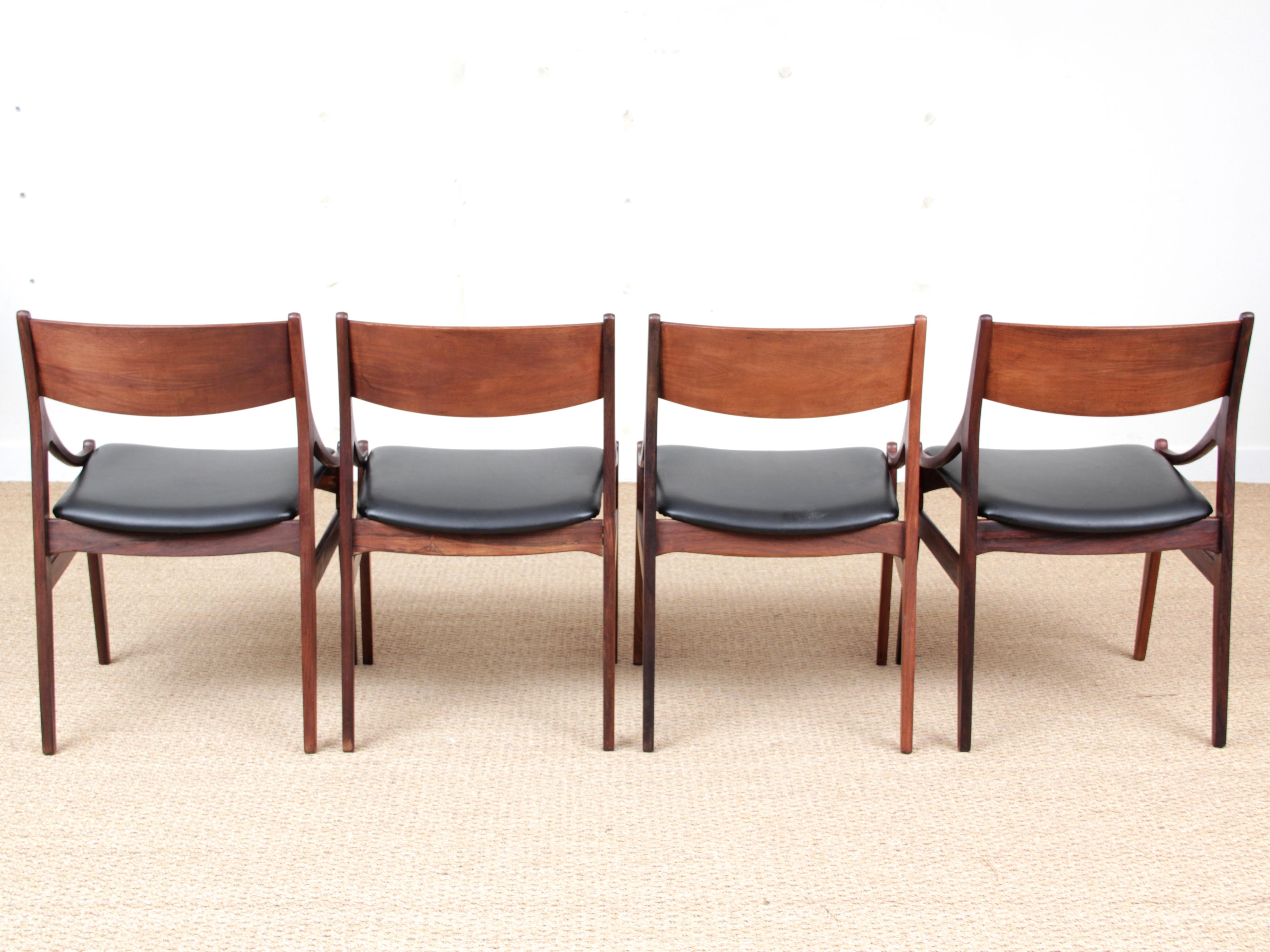 Set of 4 Mid-Century Modern Scandinavian Chairs in Rosewood by H. Eriksen 6