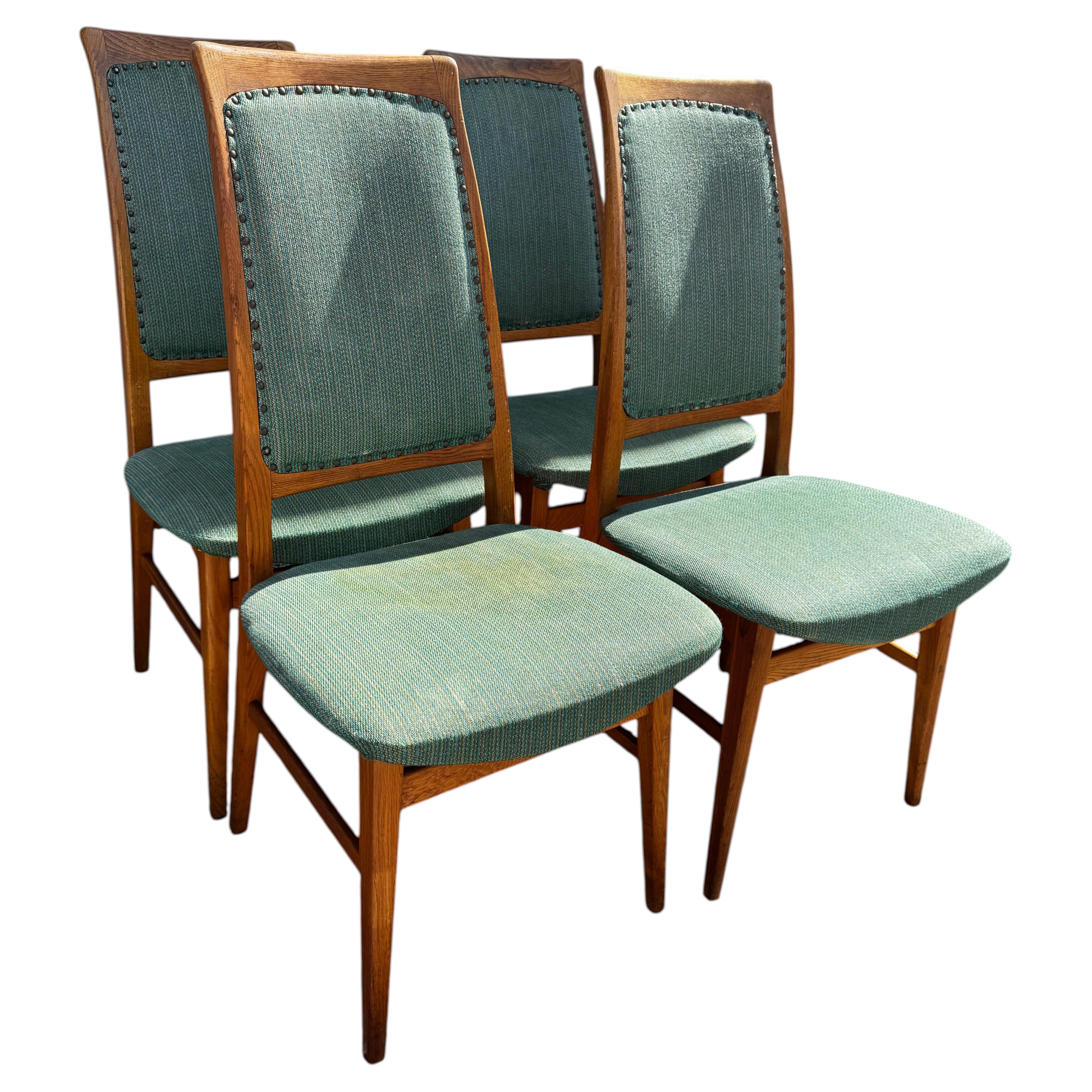Set of 4 Mid Century Modern Teak Swedish Dining Side Chairs For Sale