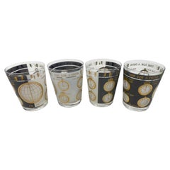 Set of 4 Mid-Century Modern "Time For A Drink" Double Old Fashioned Glasses
