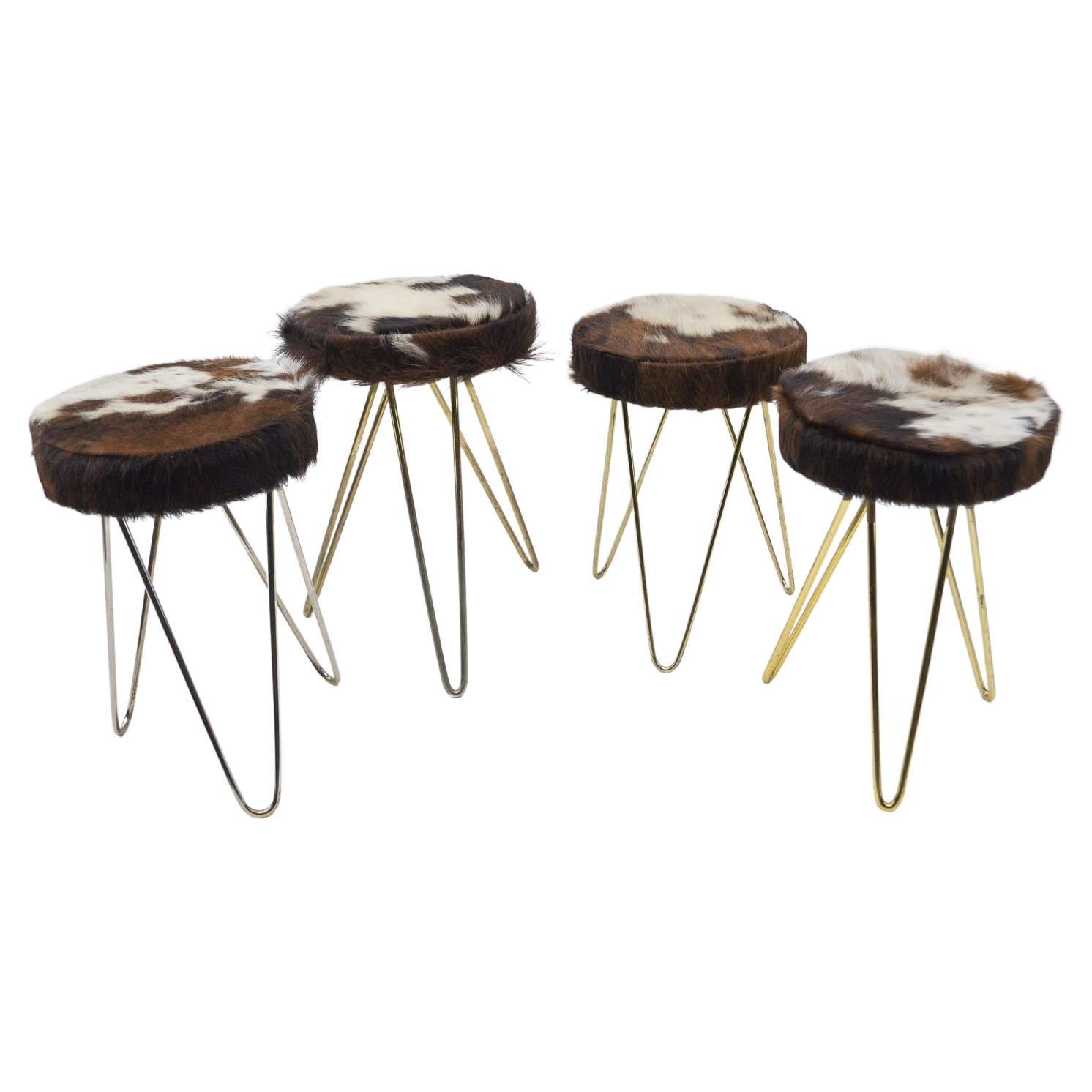 Set of 4 Mid-Century Modern Tripod Stools, 1950s  For Sale
