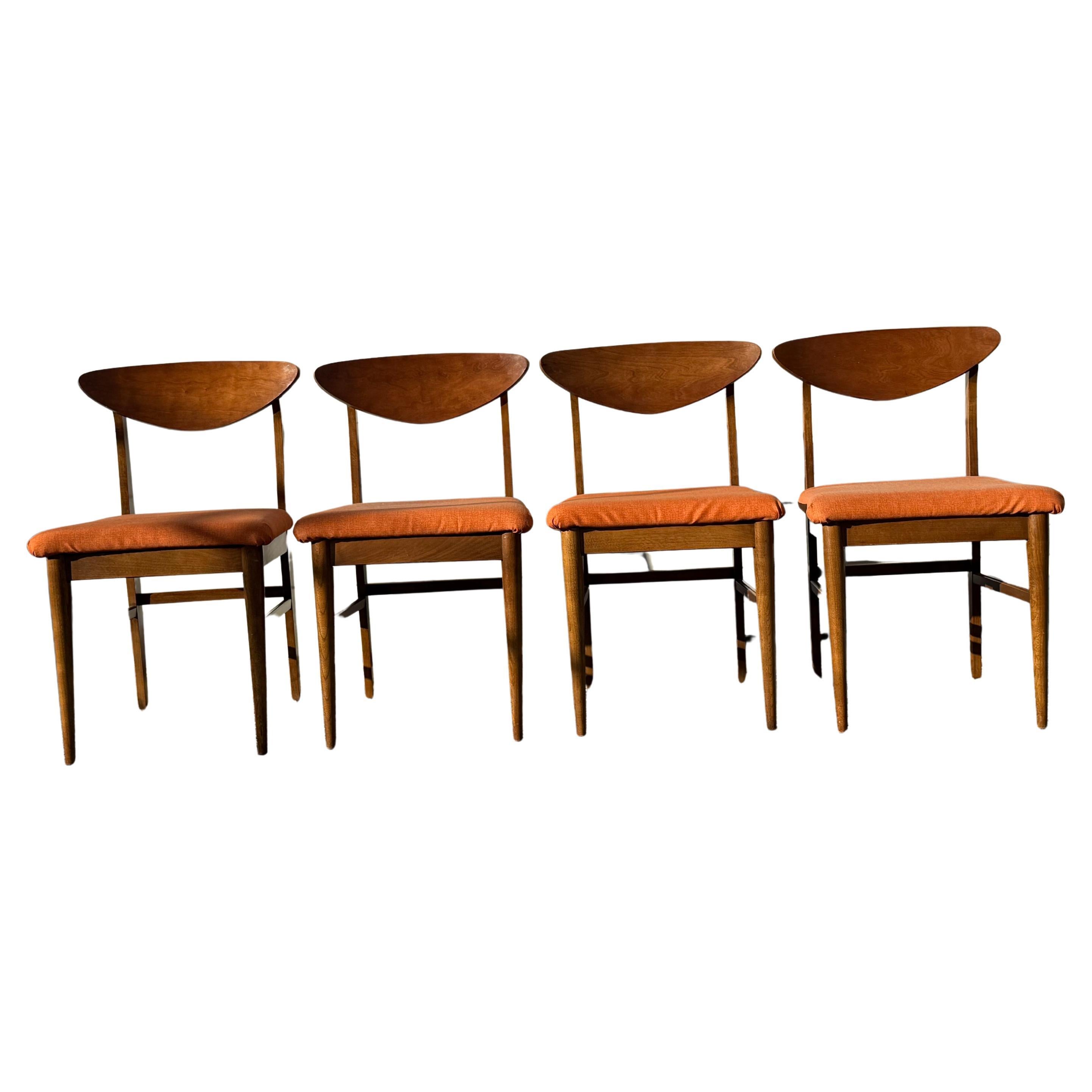Set of 4 Mid-Century Modern Walnut Shell Back Dining Chairs