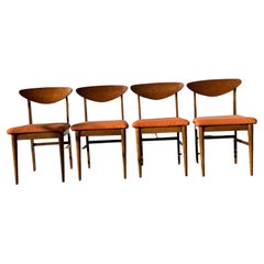Set of 4 Mid-Century Modern Walnut Shell Back Dining Chairs