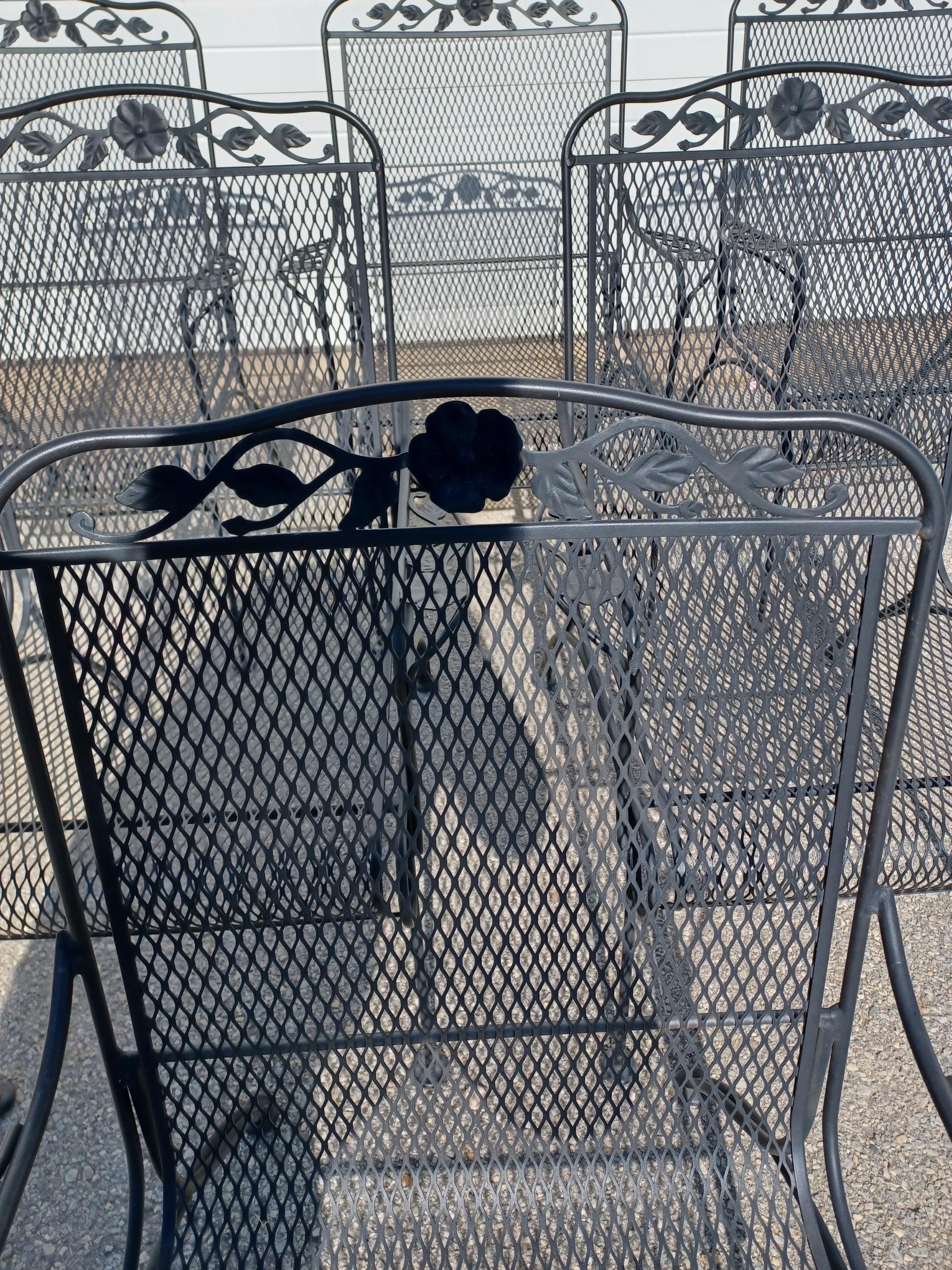 Wrought Iron Set of 4 Mid-Century Modern Woodard Outdoor Chairs