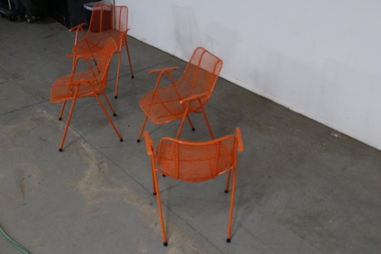 Set of 4 Mid-Century Modern Woodard Outdoor Sculptura Chairs For Sale 9