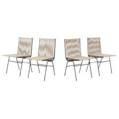 Set of 4 Mid Century Modern Woven Rope Iron dining chairs by Allan Gould