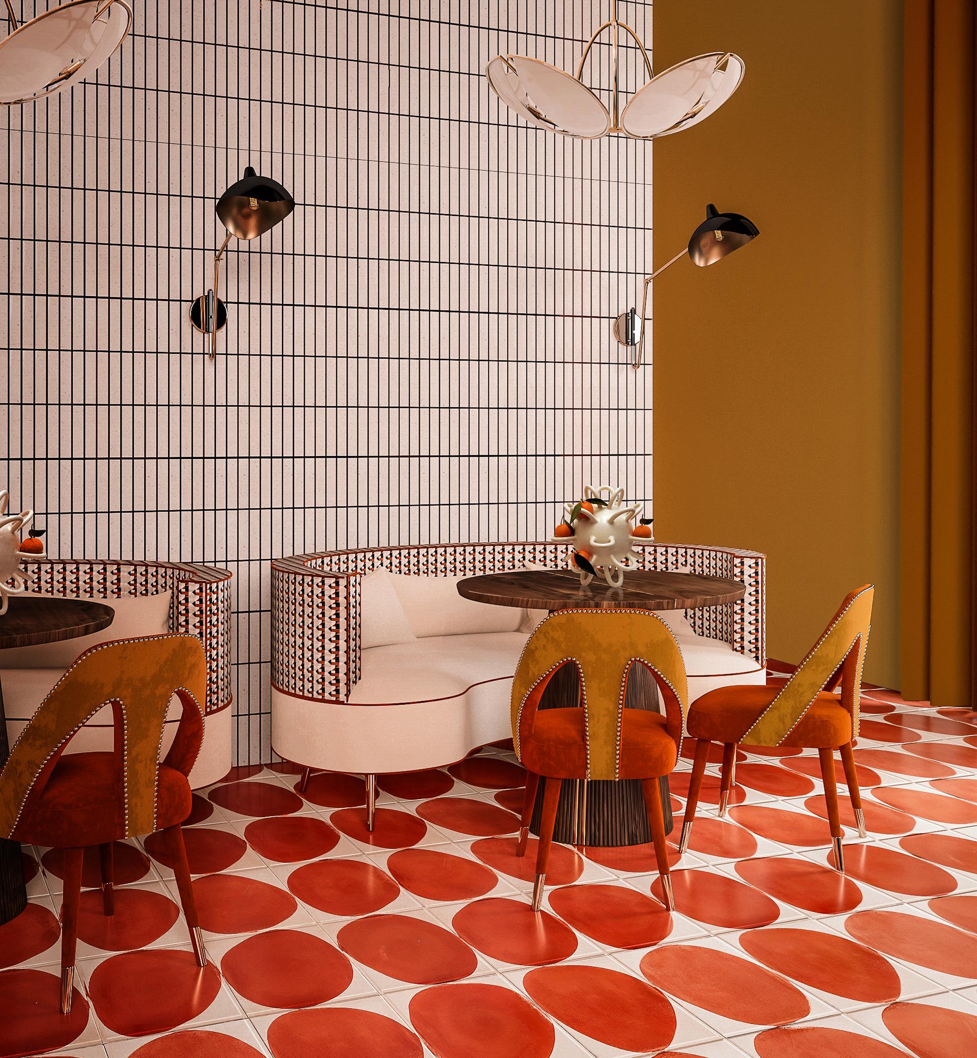 Ensemble de 4 chaises de salle à manger de style moderne du milieu du siècleCaron Wood Brass par Ottiu en vente 2