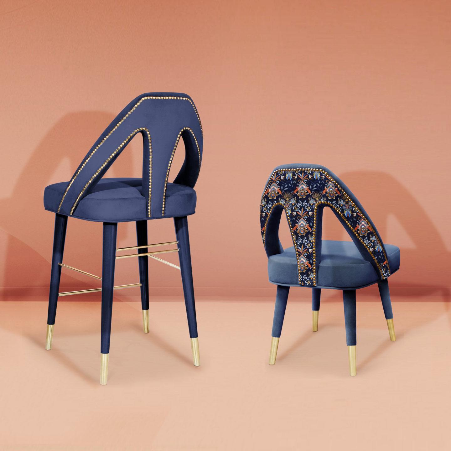 Ensemble de 4 chaises de salle à manger de style moderne du milieu du siècleCaron Wood Brass par Ottiu en vente 3