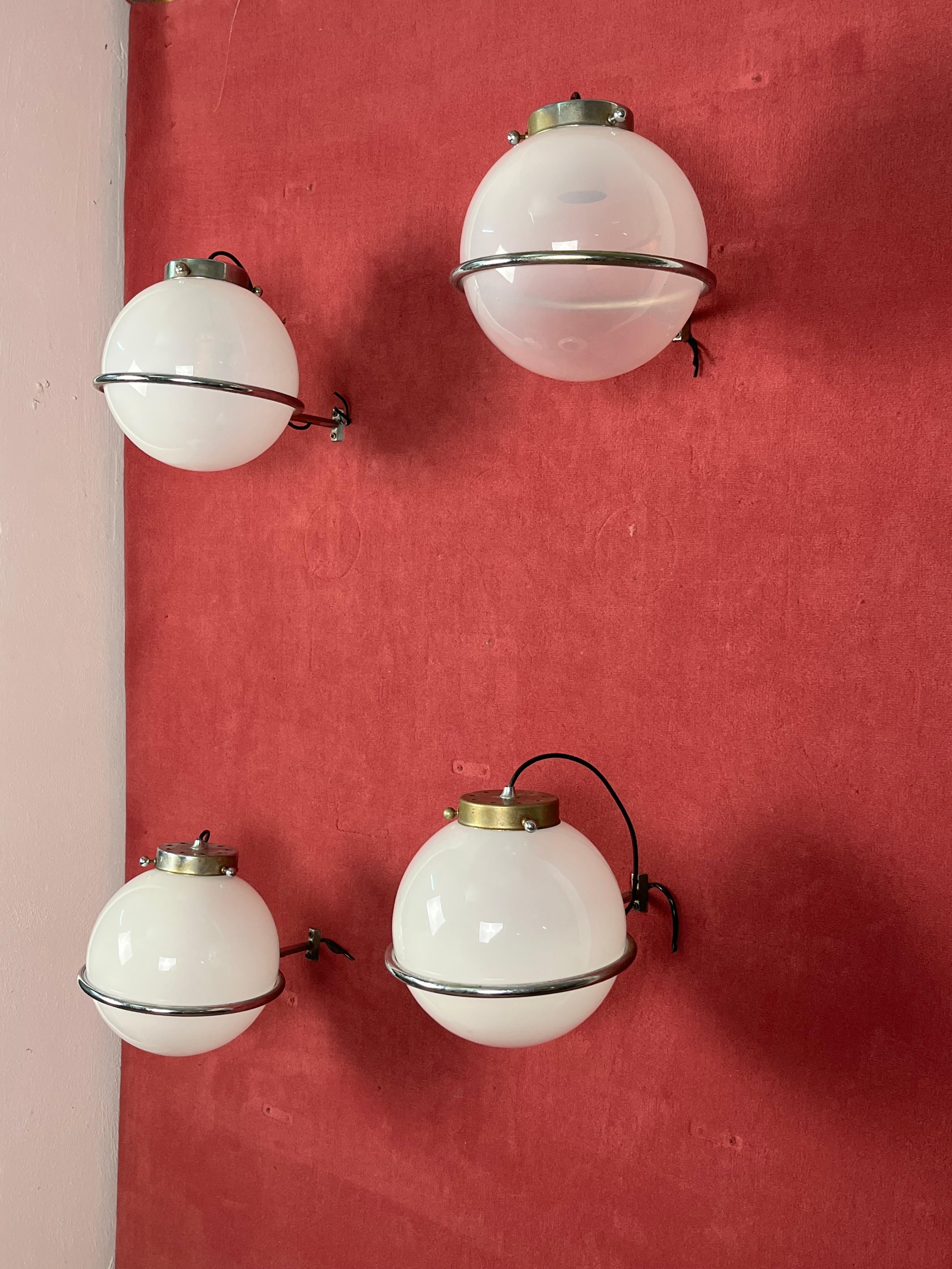 Set of 4 Mid-century Murano Glass Wall Lamps attributed to Gino Sarfatti, 1960s For Sale 5