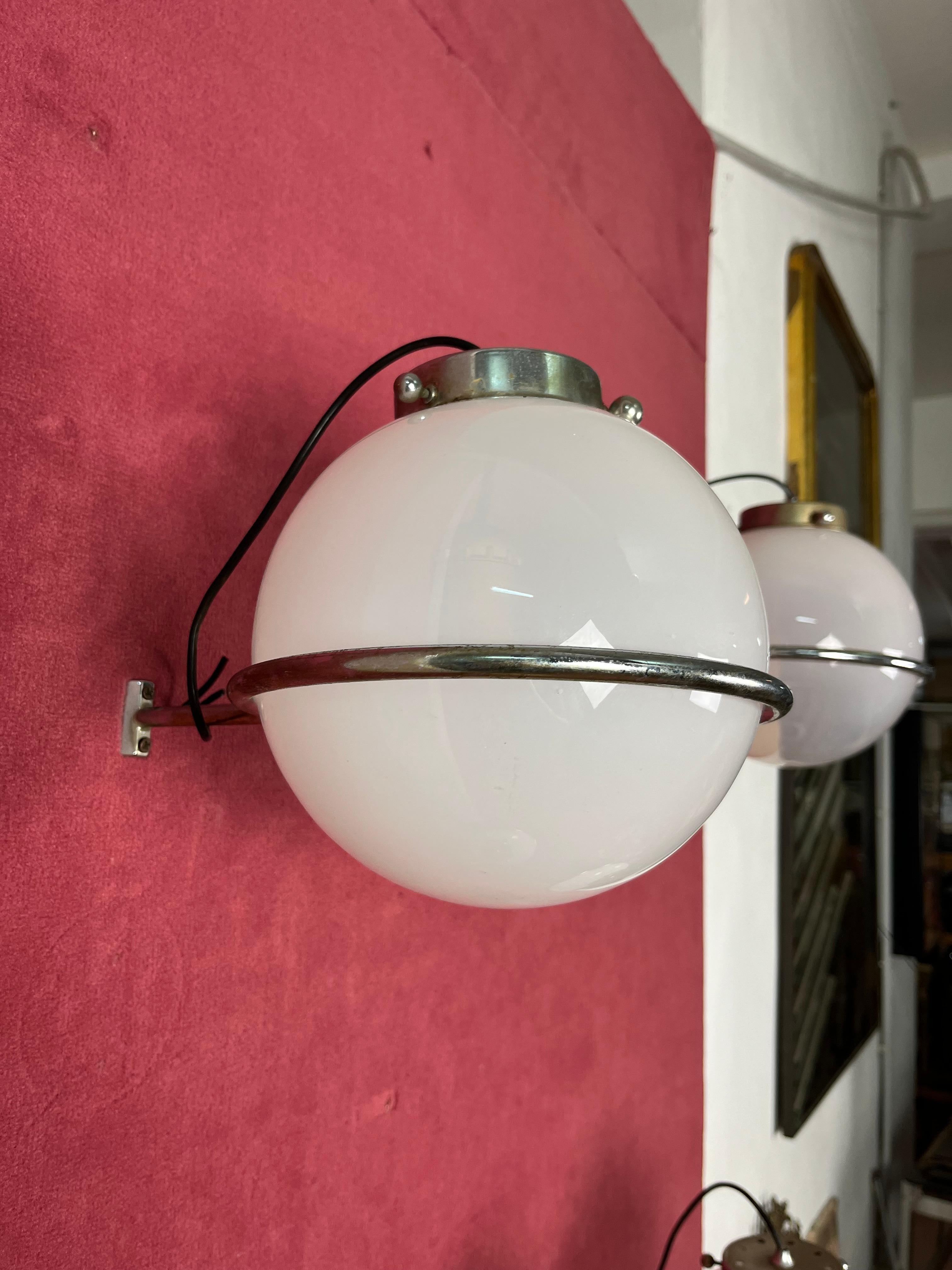 Set of 4 Mid-century Murano Glass Wall Lamps attributed to Gino Sarfatti, 1960s For Sale 8