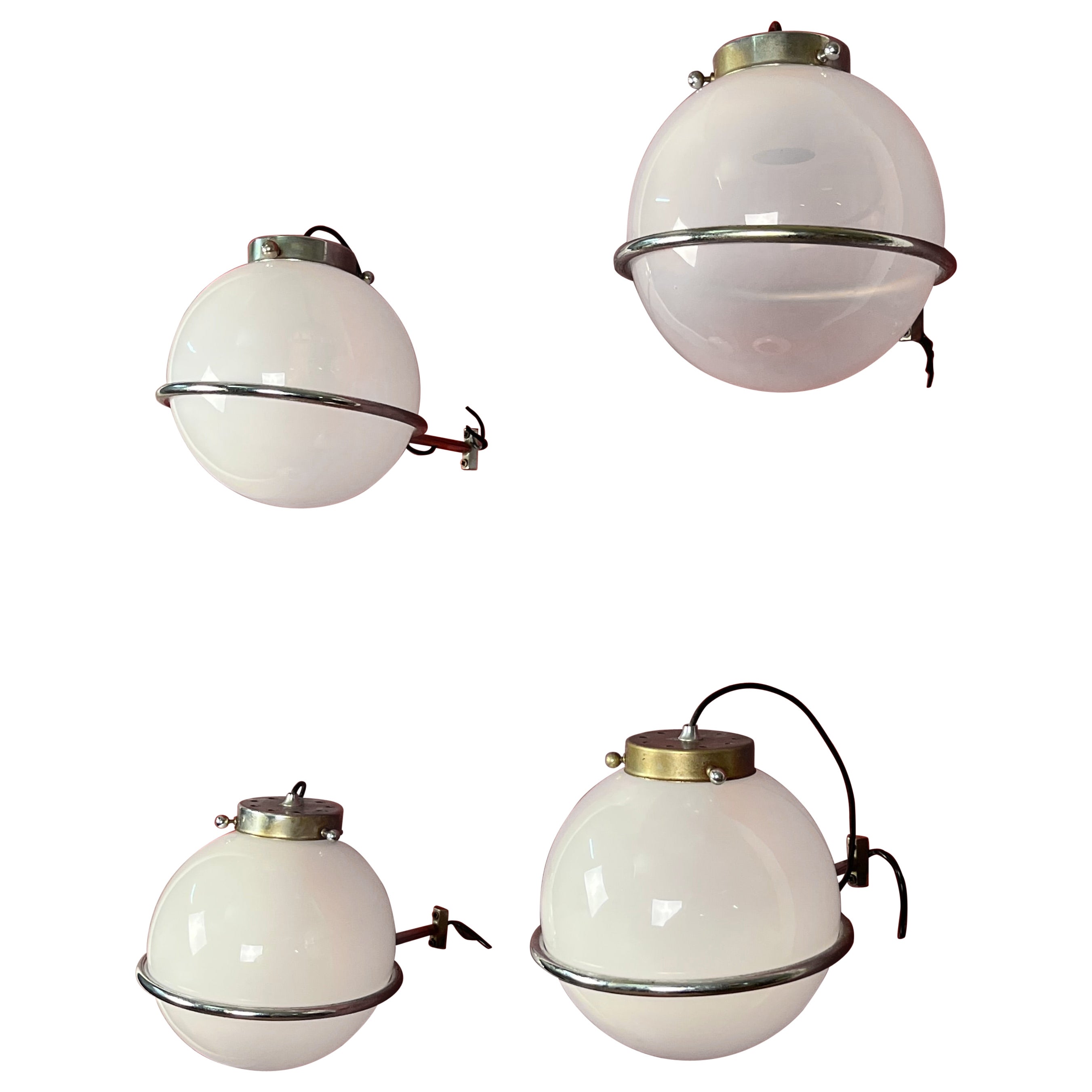 Set of 4 Mid-century Murano Glass Wall Lamps attributed to Gino Sarfatti, 1960s For Sale