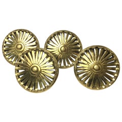 Set of 4 Mid Century Oversized 1950's Round Brass Door Pulls