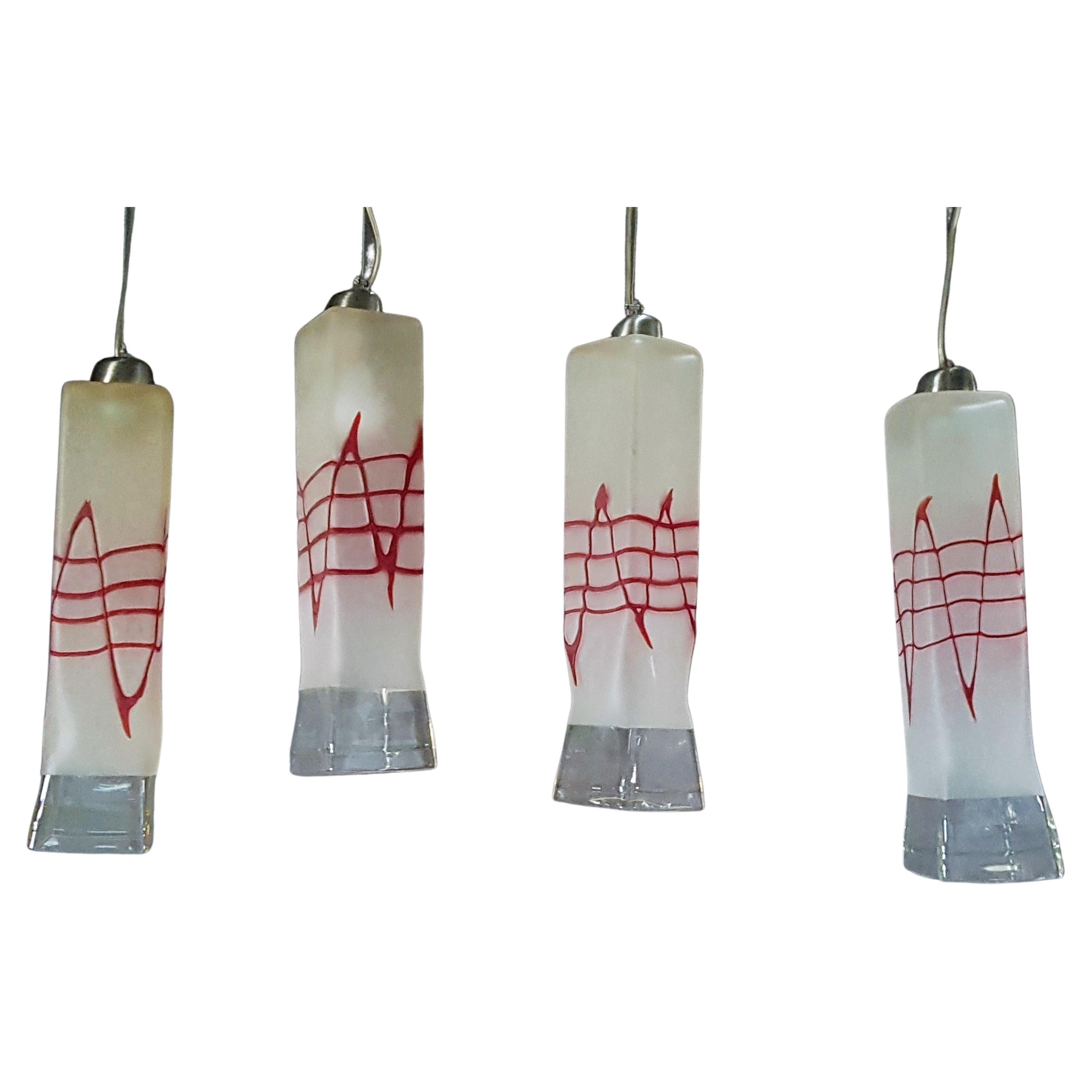 Set of 4 Midcentury Post Modern Pendant Angelo Brotto for Esperia, Italy, 1980 For Sale
