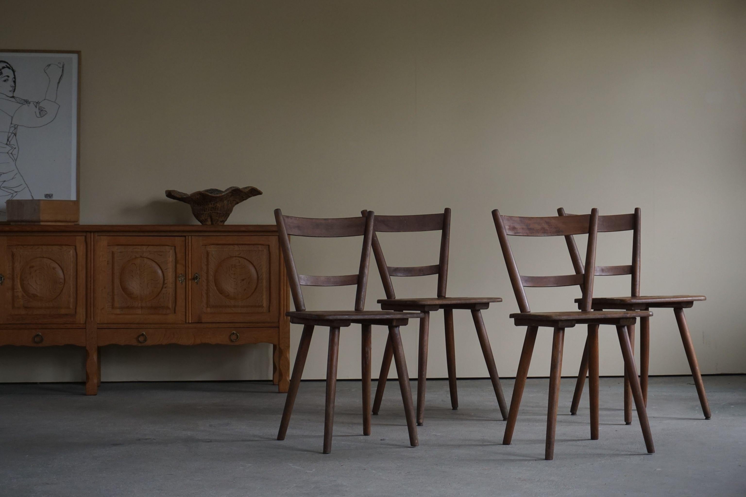 Set of 4 Mid Century Primitive French Dining Chairs, 1950s 6