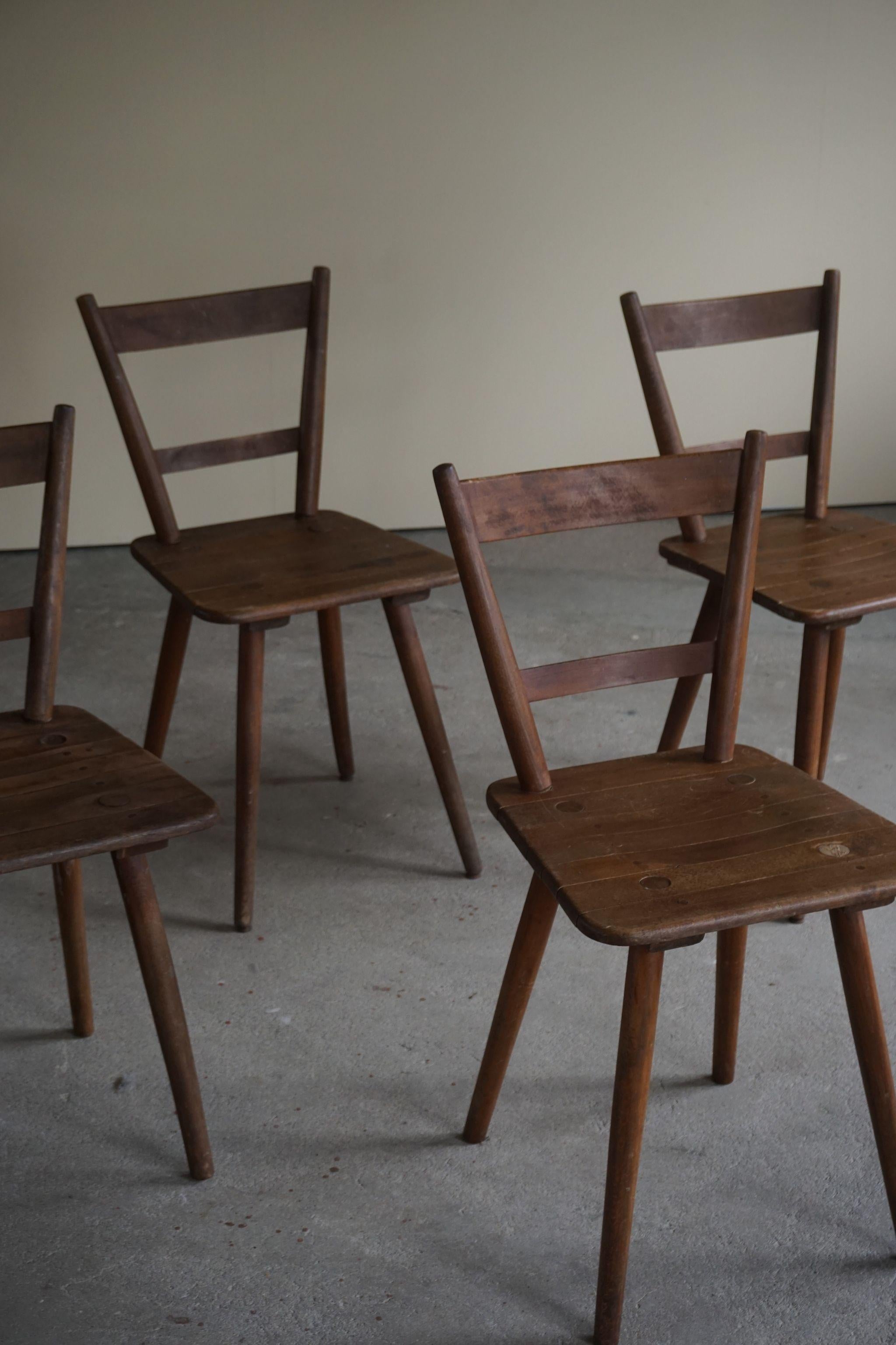 Set of 4 Mid Century Primitive French Dining Chairs, 1950s 7