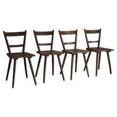 Set of 4 Mid Century Primitive French Dining Chairs, 1950s