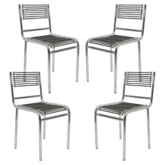 Set Of 4 Mid Century Rene Herbst Sandow Cord And Chrome Armchairs