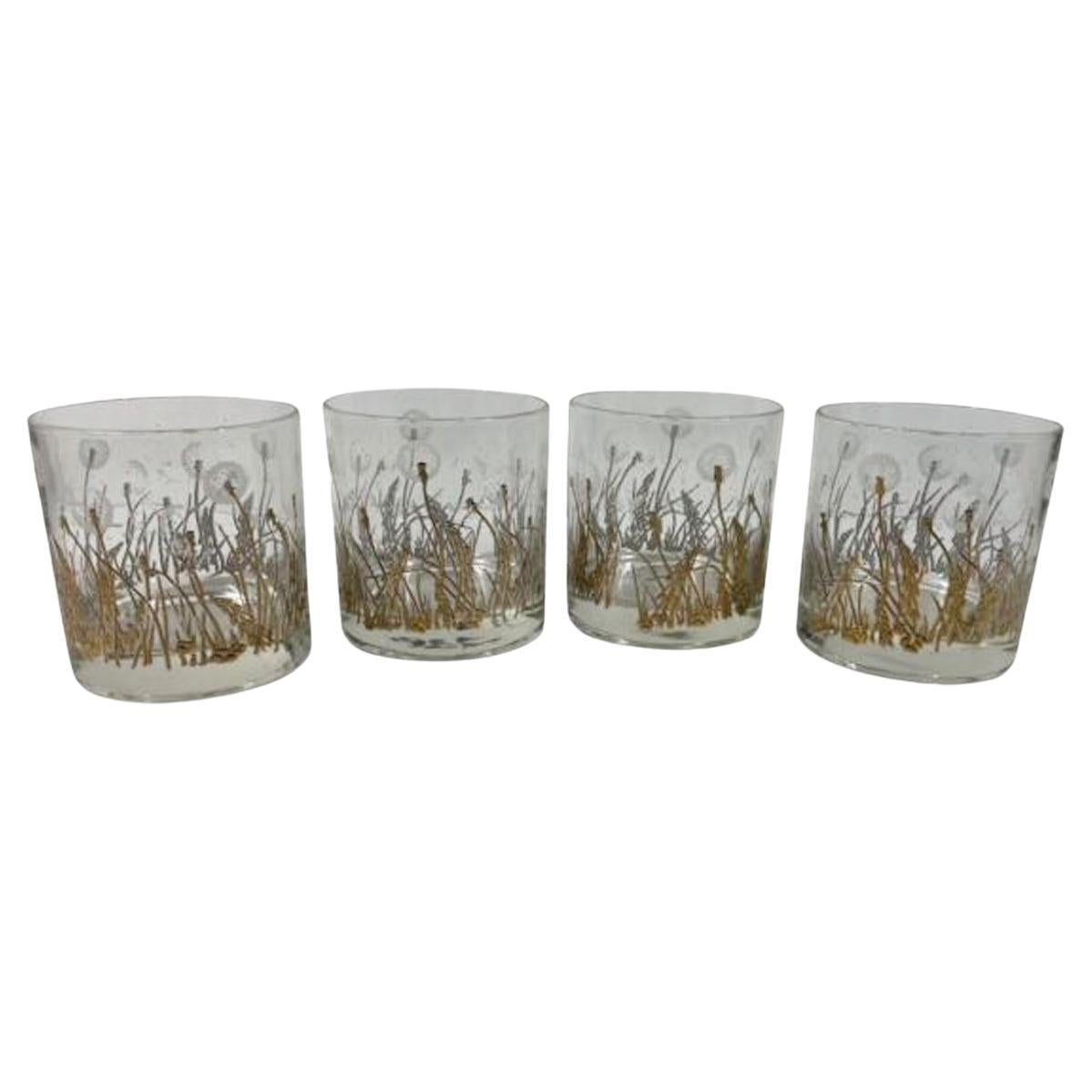 Juego de 4 Vasos Rocks Mid Century con el diseño "Dandelion" de Gregory Duncan en venta