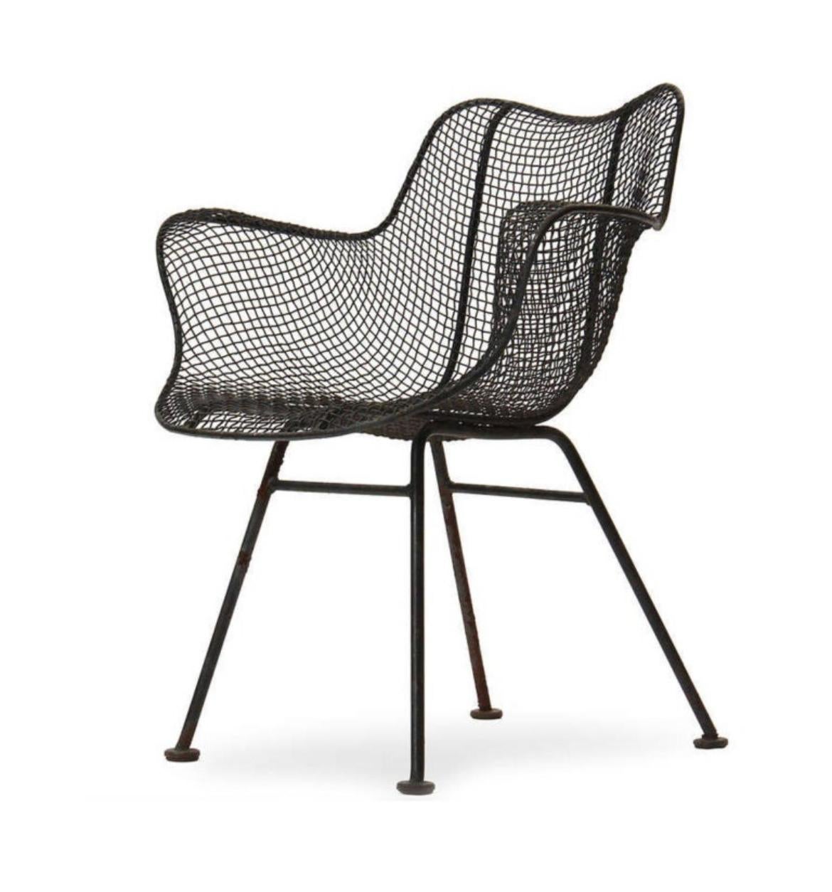 American Set of '4' Mid-Century Russell Woodard Sculptura Mesh Sculpted Patio Armchairs For Sale
