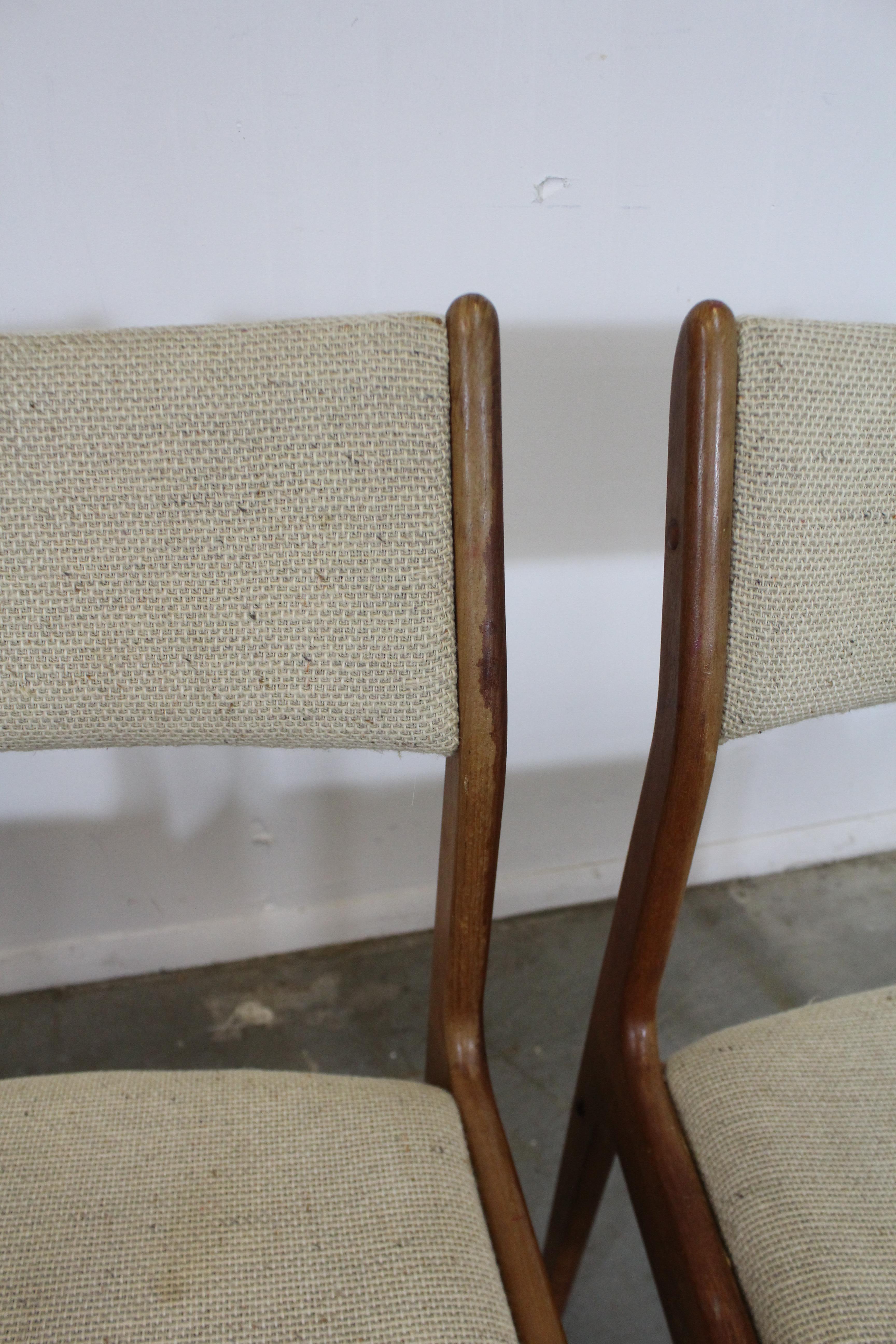 Upholstery Set of 4 Midcentury Scandinavian Modern Teak Side Dining Chairs