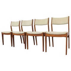 Set of 4 Midcentury Scandinavian Modern Teak Side Dining Chairs