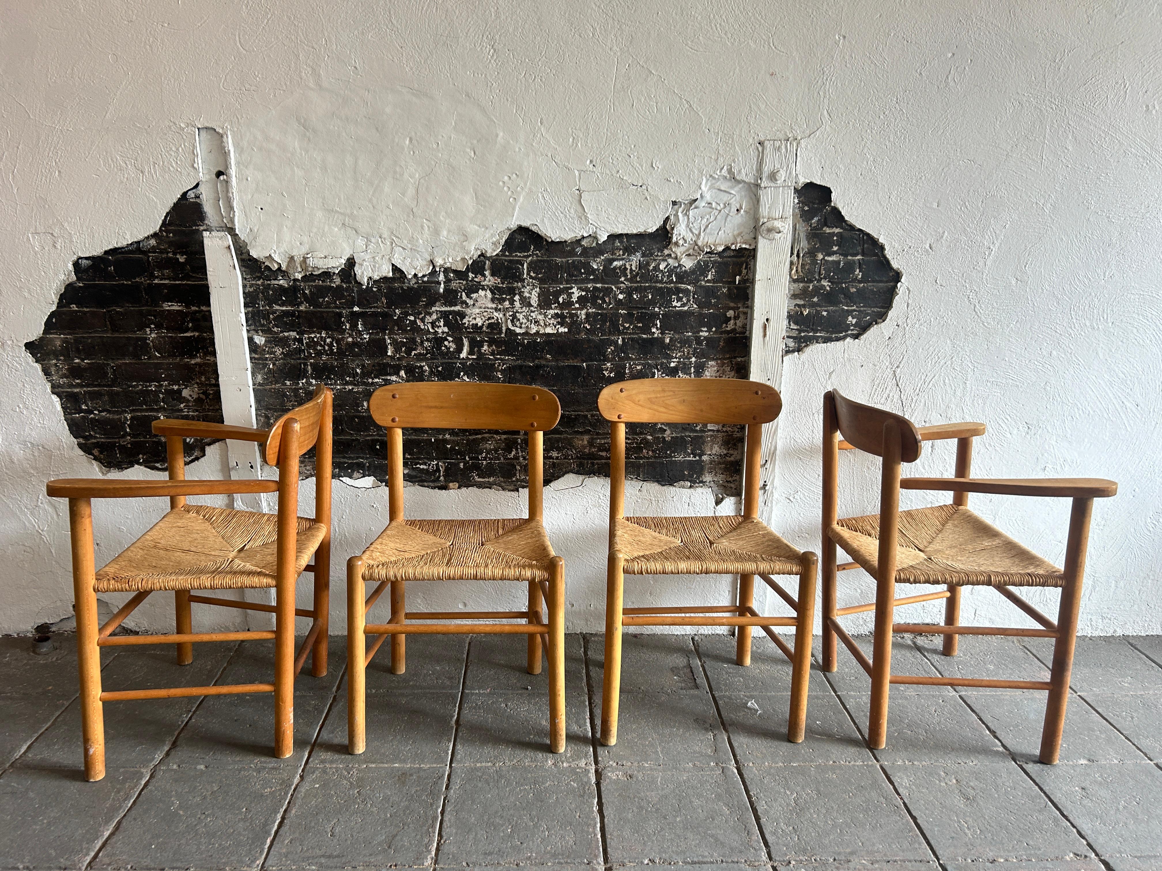 Mid-20th Century Set of 4 Mid century Shaker J39 dining chairs by Børge Mogensen
