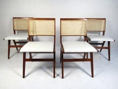 Set of 4 Midcentury Style Cane-Back Dining Chairs