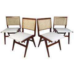 Set of 4 Midcentury Style Cane-Back Dining Chairs