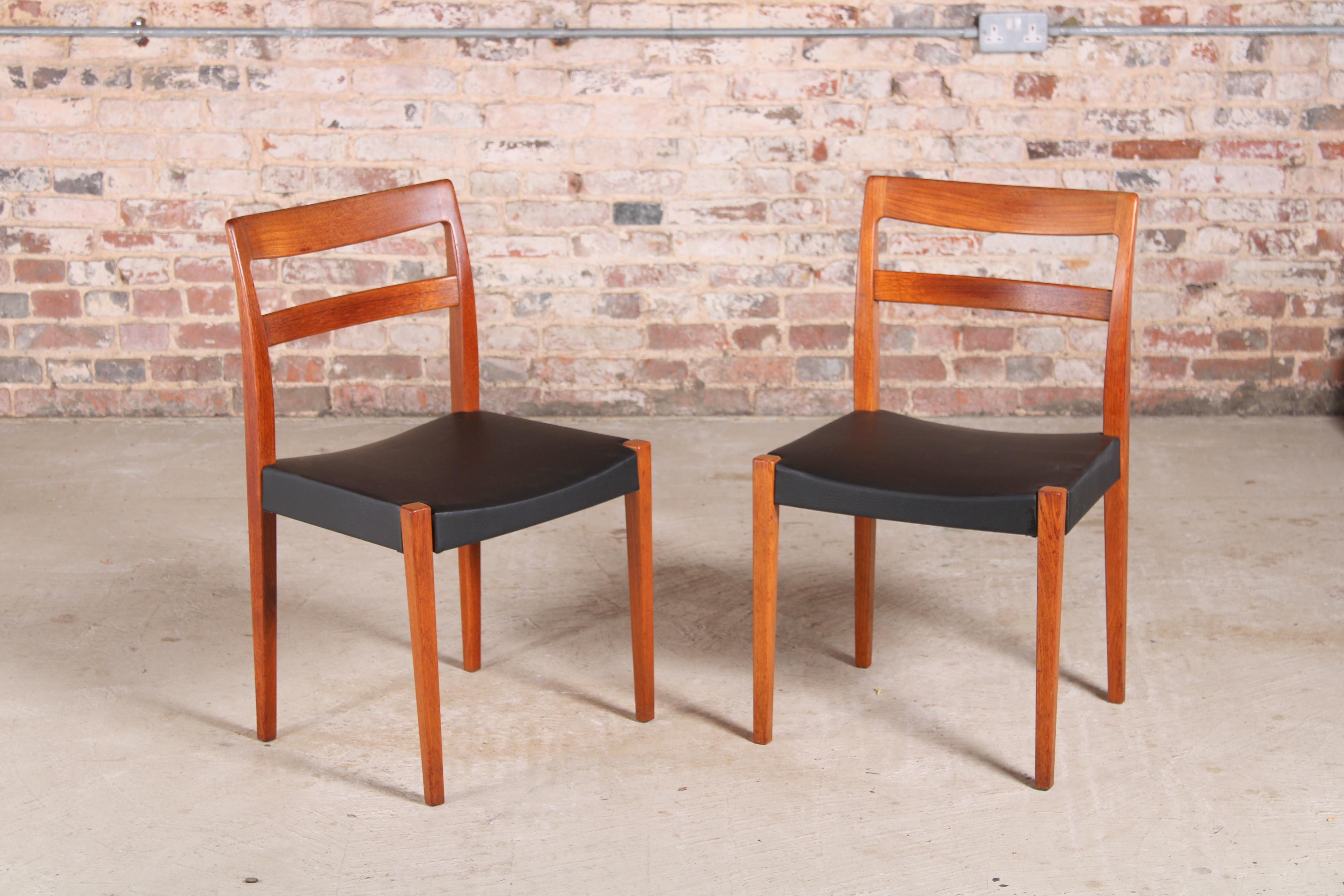 Mid-Century Modern Set of 4 Mid-Century Swedish Teak Dining Chairs For Sale