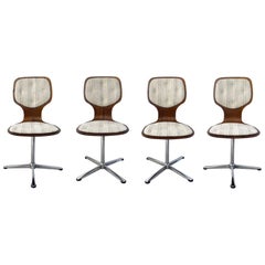 Set of 4 Mid Century Swivel Dining Chairs  Mahogany Veneer by Tacke West Germany